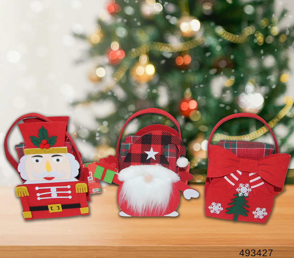 GD LOVES XMAS Set Regalo Natalizio con Mini Borsa Decorata e 2 Strofinacci Scozzesi 40×60 cm (85% Cotone) – Idea Regalo Festiva per Casa e Tavola