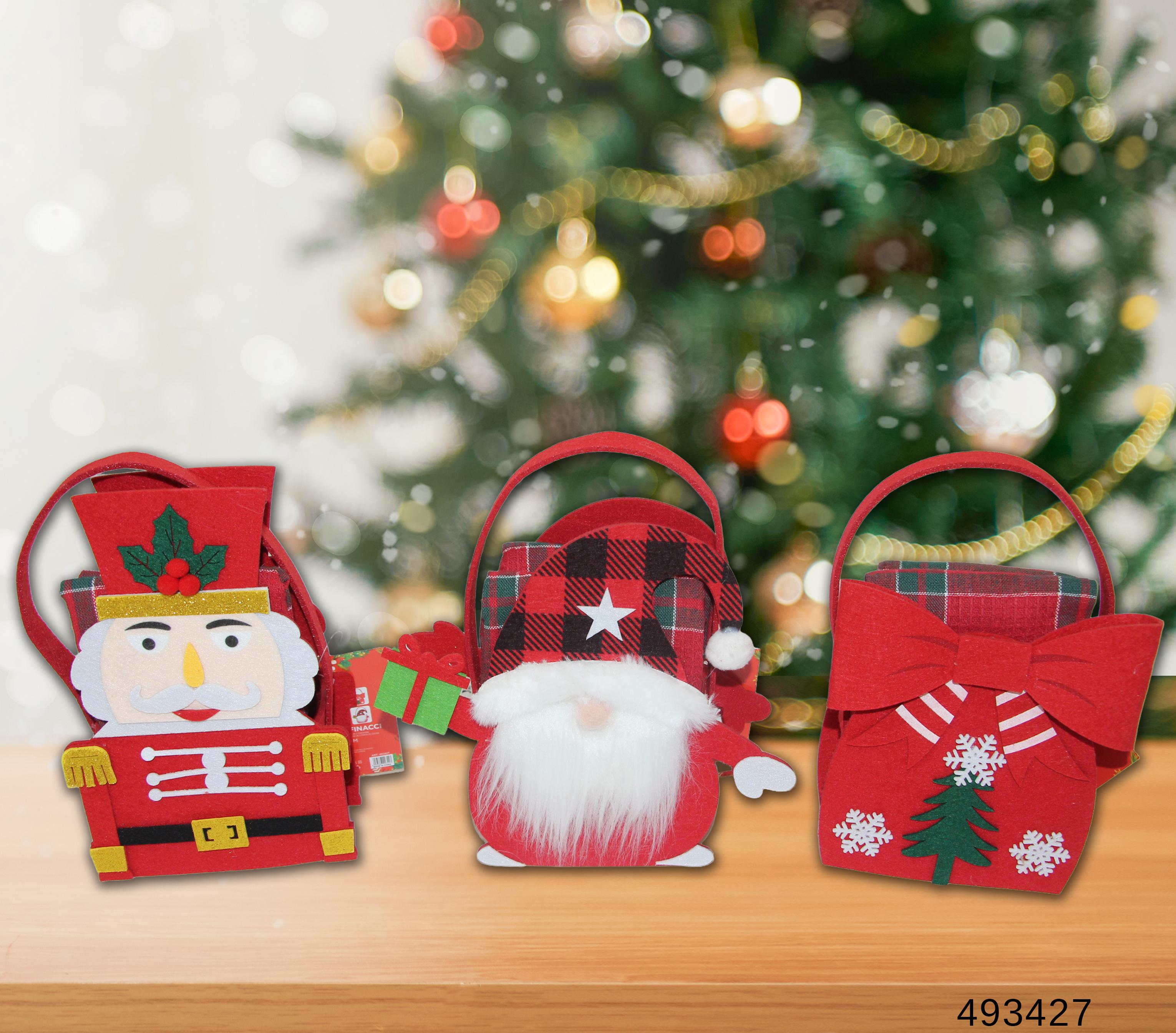 GD LOVES XMAS Set Regalo Natalizio con Mini Borsa Decorata e 2 Strofinacci Scozzesi 40×60 cm (85% Cotone) – Idea Regalo Festiva per Casa e Tavola