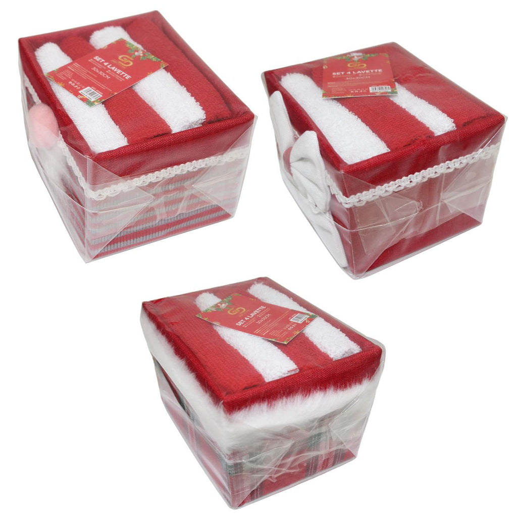 GD LOVES XMAS Scatola Regalo Natalizia con Asciugamano Morbido 30×30 cm in 85% Cotone 15% Poliestere Idea Regalo Natale per Casa Bagno e Decorazione