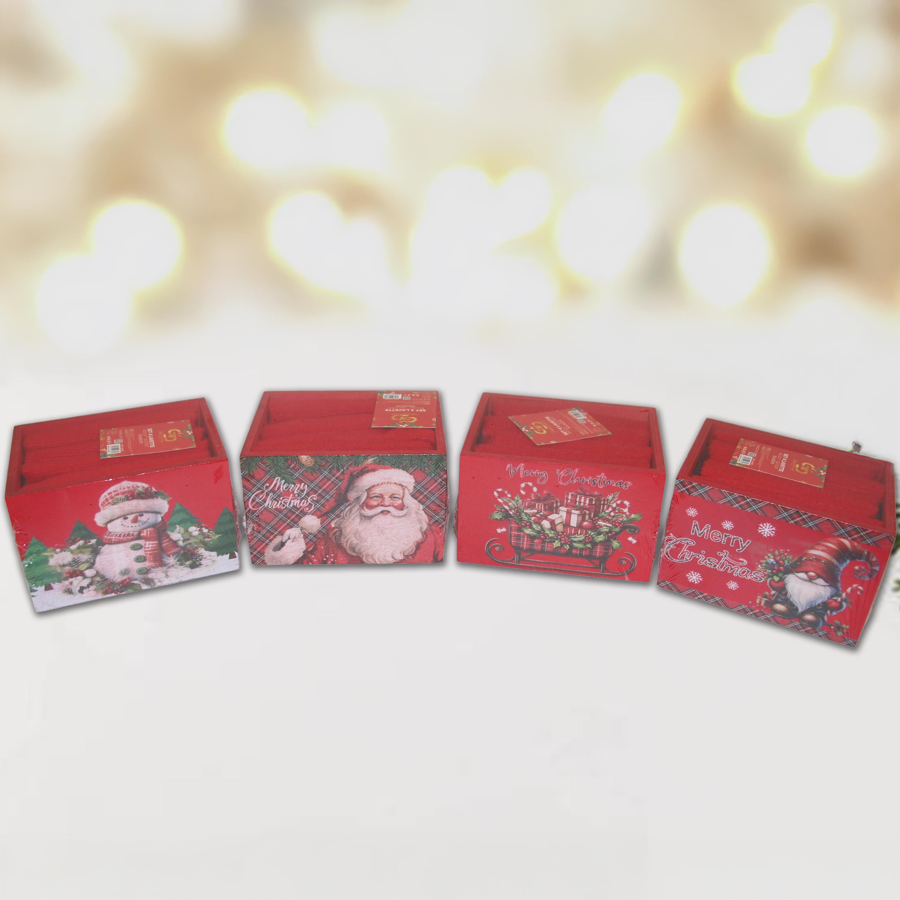 GD LOVES XMAS Elegante Scatola Regalo in Legno con Tovaglietta Natalizia | Design Premium 15×12×10 cm con Cuore Intagliato Laterale ️