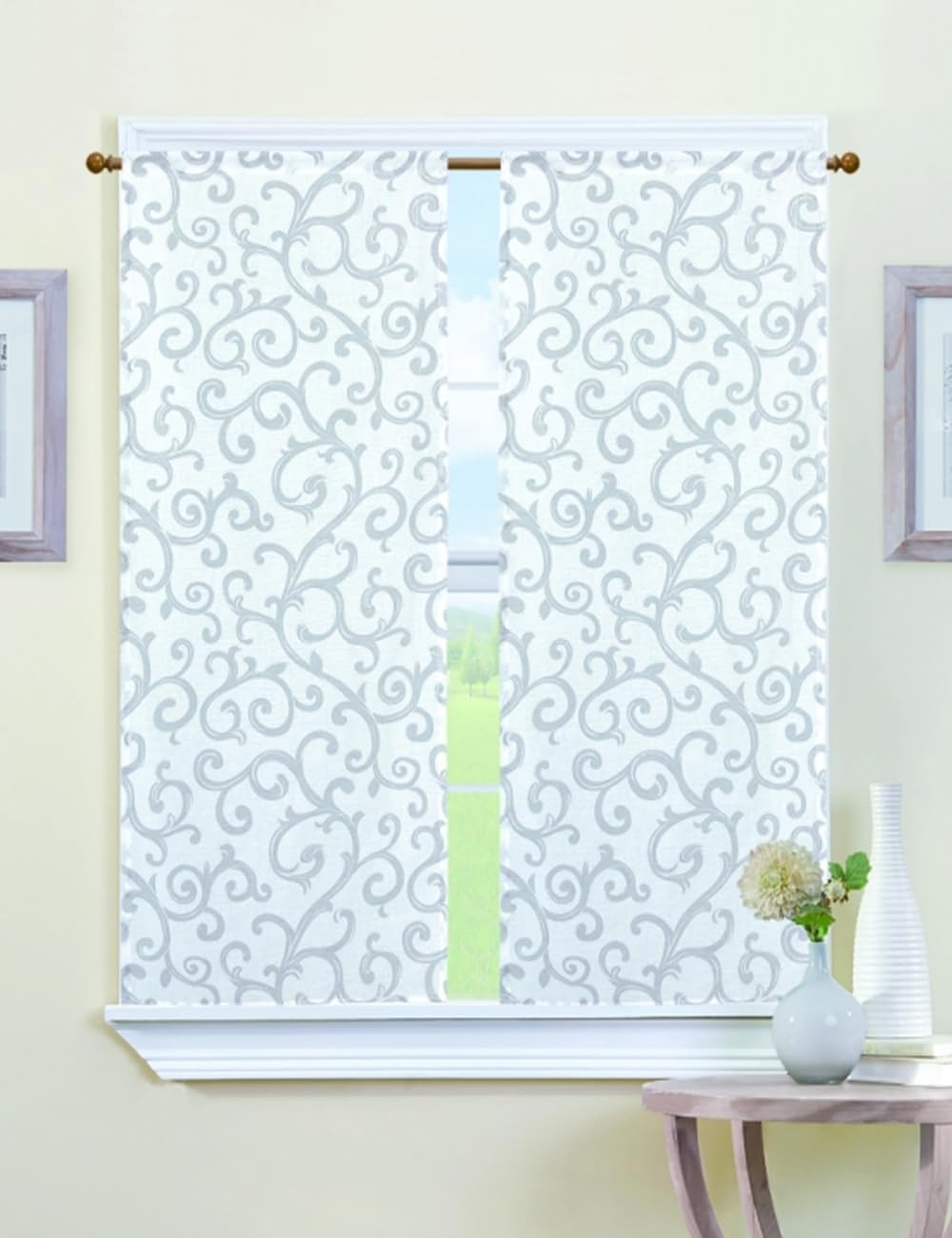 GD Tende con stampa effetto lino, 60x240 cm, 120GSM, con orli laterali da 2,5 cm e orlo inferiore da 1 cm, confezione da 2 pezzi