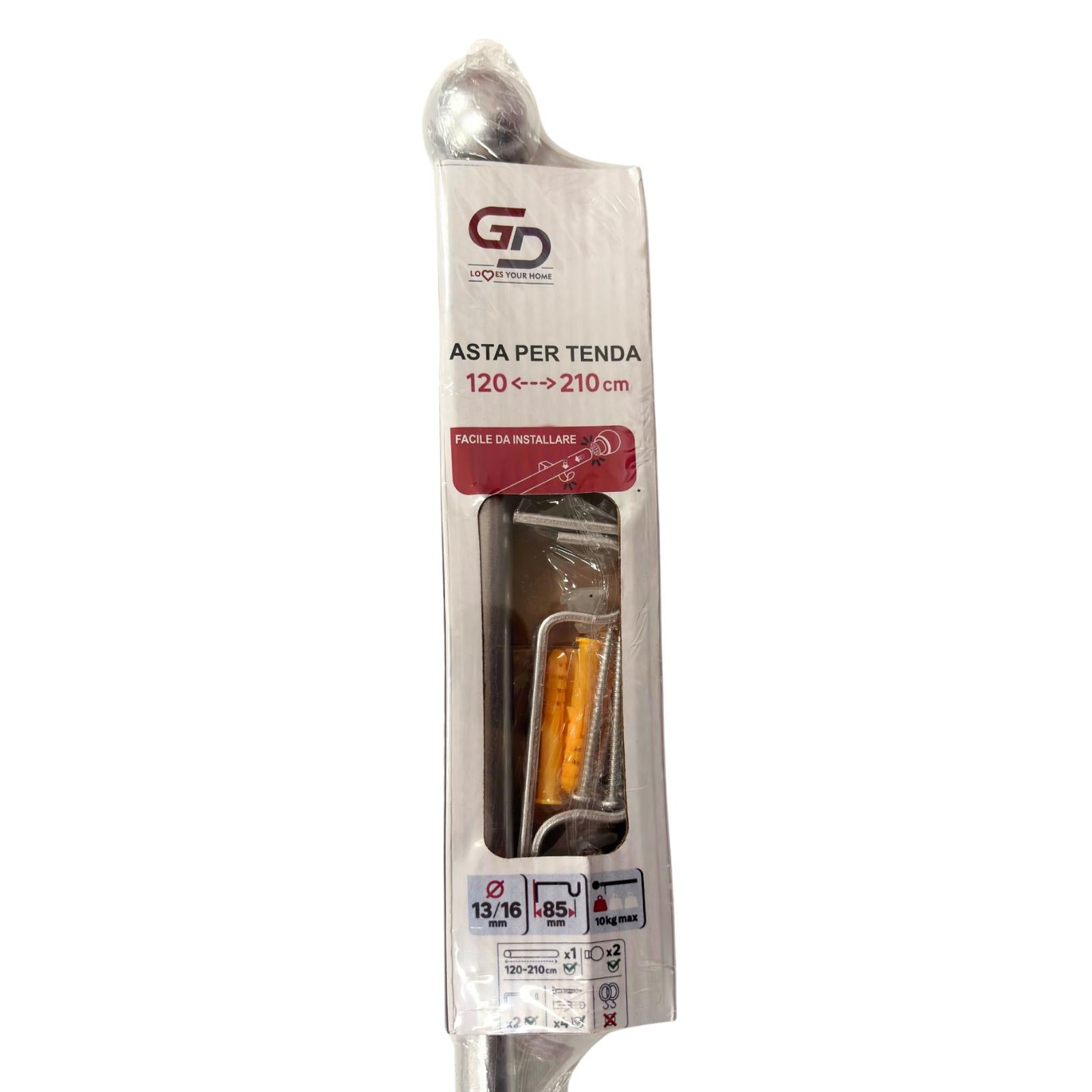 Bastone per tenda / aste per tende ad anelli estendibile. 95% ferro 5% plastica. 120-210 cm 13/16 mm colore oro, argento, bianco o nero.