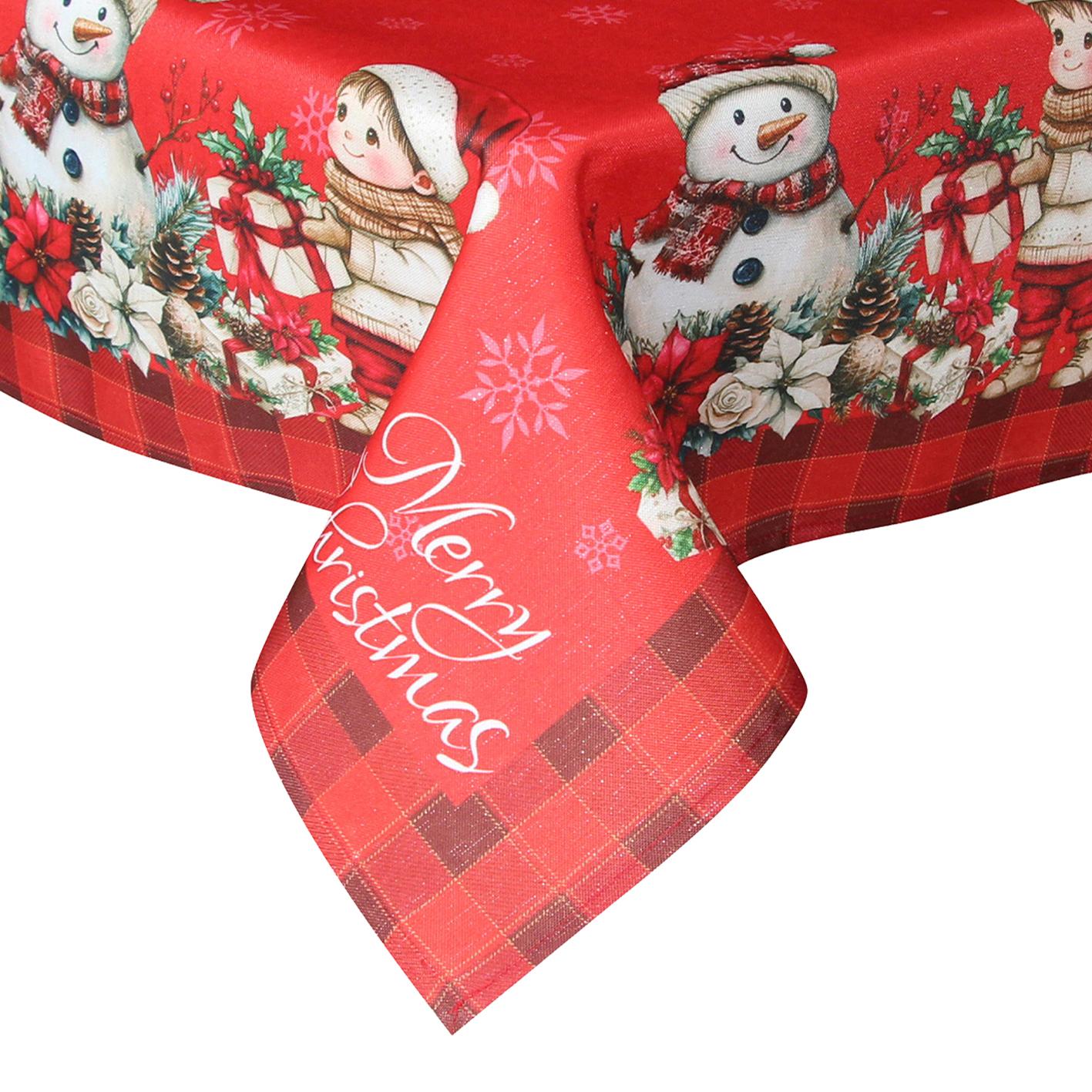 GD LOVES XMAS Tovaglia Natalizia 140×240 cm Decorazione Tavola Festiva in Stile Elegante con Dettagli Oro e Argento