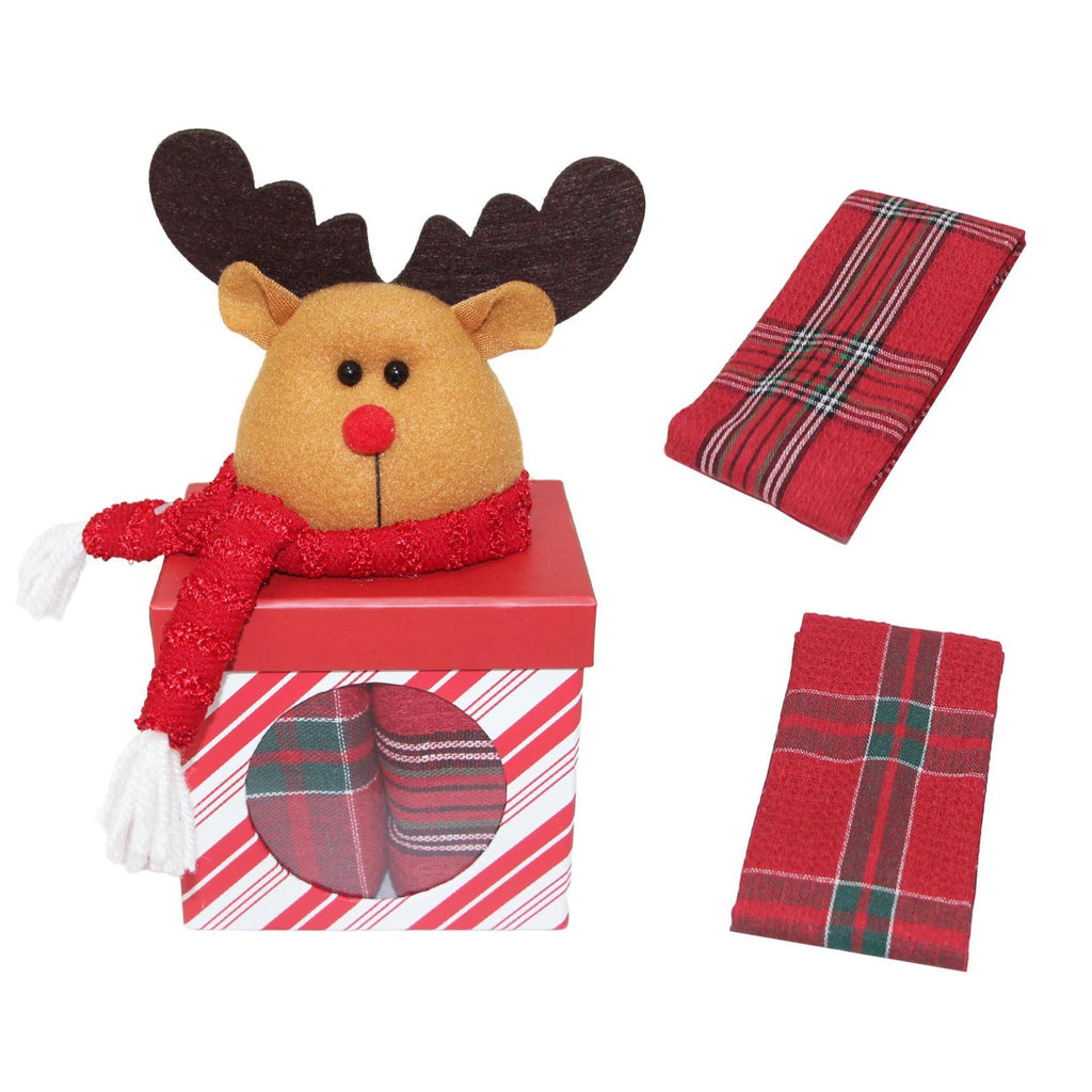 GD LOVES XMAS Scatola Regalo Natalizia con Tovaglietta – Pupazzo di Babbo Natale, Renna o Pupazzo di Neve – Idea Regalo e Decorazione Tavola per le Feste