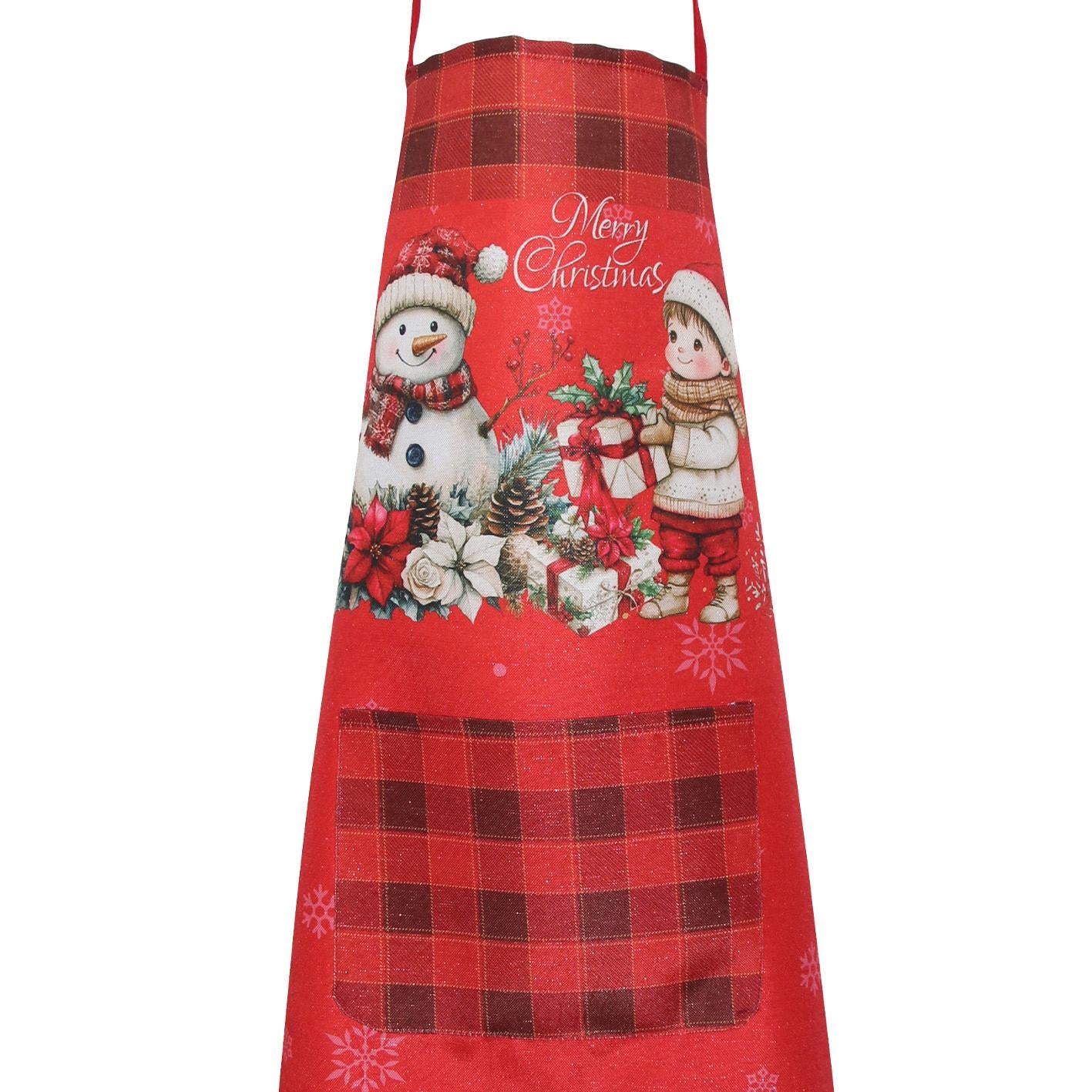 GD LOVES XMAS Grembiule Natalizio 65×85 cm  Grembiule da Cucina Antimacchia con Stampe Festive – Decorazione Casa e Idea Regalo di Natale