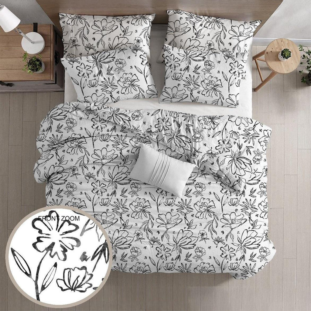 GD LOVES YOUR HOME Linea Parure Copripiumino – Fantasie Inchiostro di Primavera & Sogno di Giardino – Set 2 o 3 Pezzi con Federe – 3 Misure (Singolo, Piazza e Mezza, Matrimoniale) – Morbido, Traspirante e Facile da Lavare