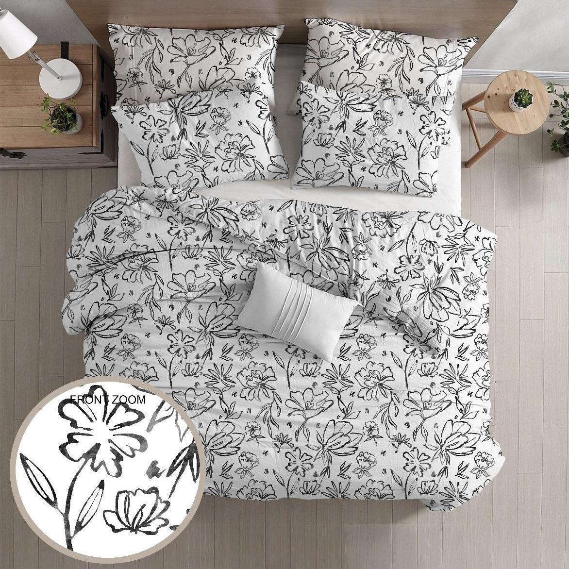 GD LOVES YOUR HOME Linea Parure Copripiumino – Fantasie Inchiostro di Primavera & Sogno di Giardino – Set 2 o 3 Pezzi con Federe – 3 Misure (Singolo, Piazza e Mezza, Matrimoniale) – Morbido, Traspirante e Facile da Lavare