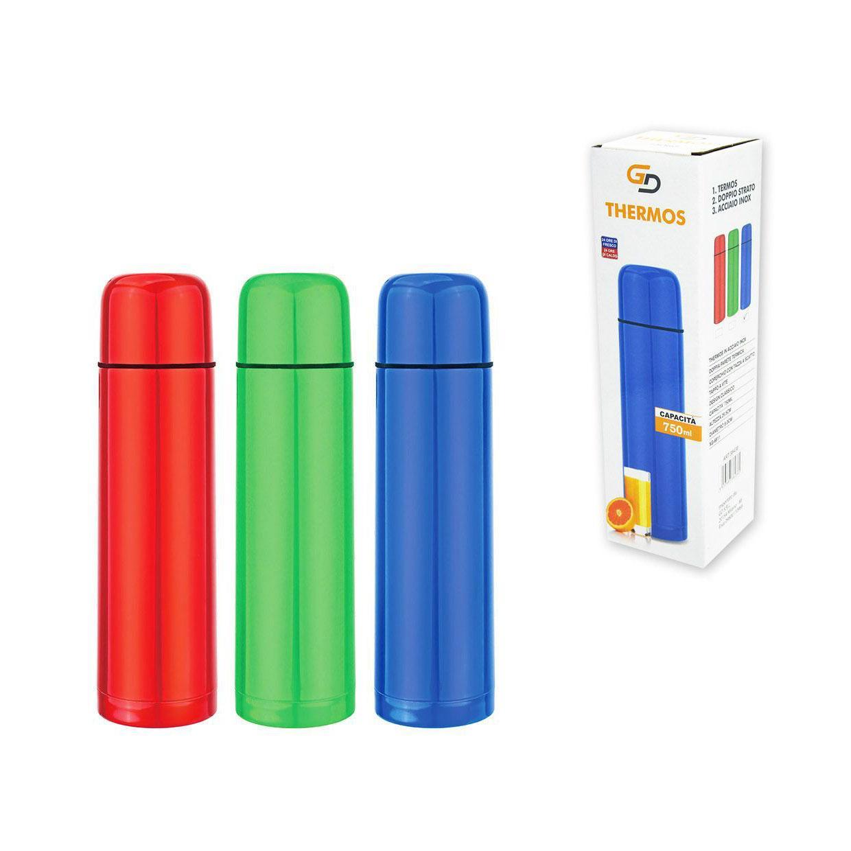 GD LA CUISINE Bottiglia Thermos Acciaio Inox 350ml, 500ml o 750ml | Borraccia Termica Ermetica 8-24h Caldo & Freddo, Scuola, Ufficio e Viaggi