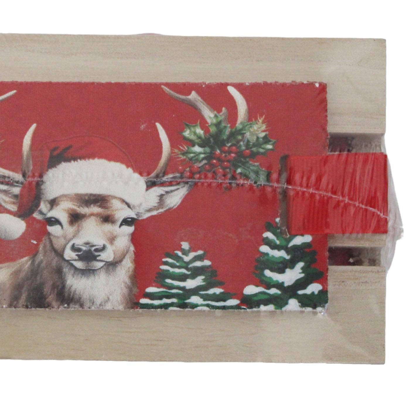 GD LOVES XMAS Scatola Regalo Natalizia in Legno con 4 Tovagliette Rossa 30x30 cm Design Elegante e Festivo 14.5x10.5x8 cm