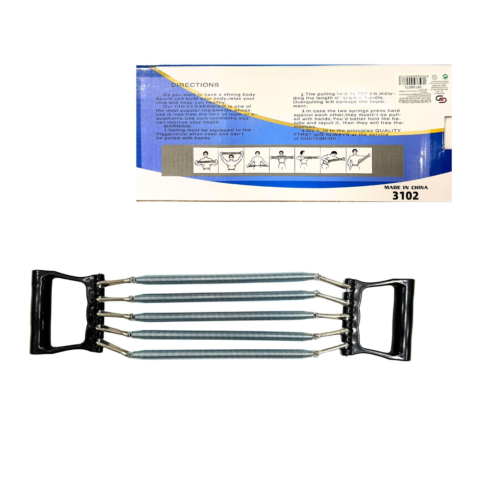 Esercizio in Casa Espansore Toracico Modello 3102 Chest Expander Estensione Media da 50 a 80 cm Fino a Max 150cm