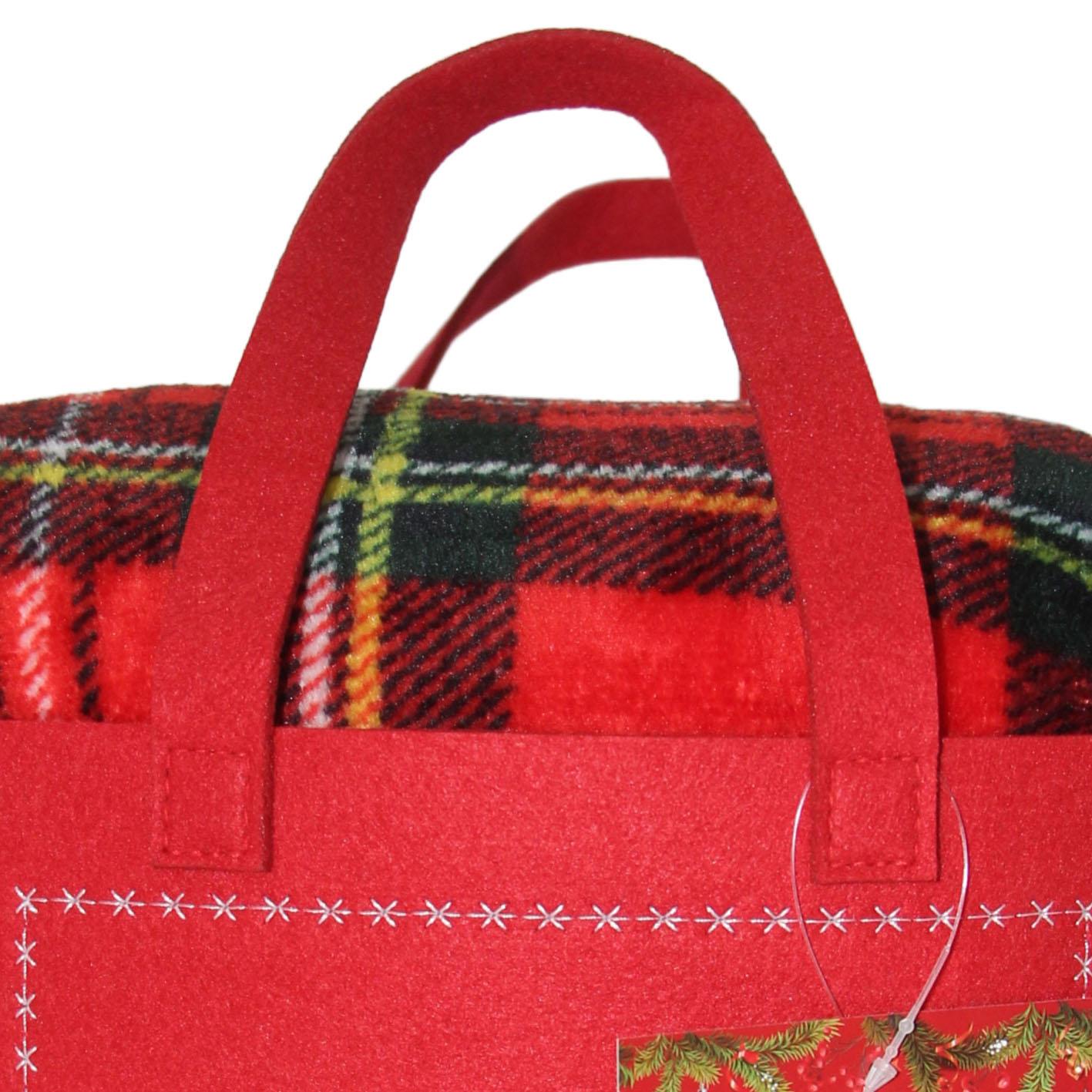 GD LOVES XMAS Set Regalo Natalizio con Plaid in Pile Morbido Borsa Regalo Tessuto Decorata Piccolo 120×150 cm Grande 190×205 cm Ideale per Regali Natalizi