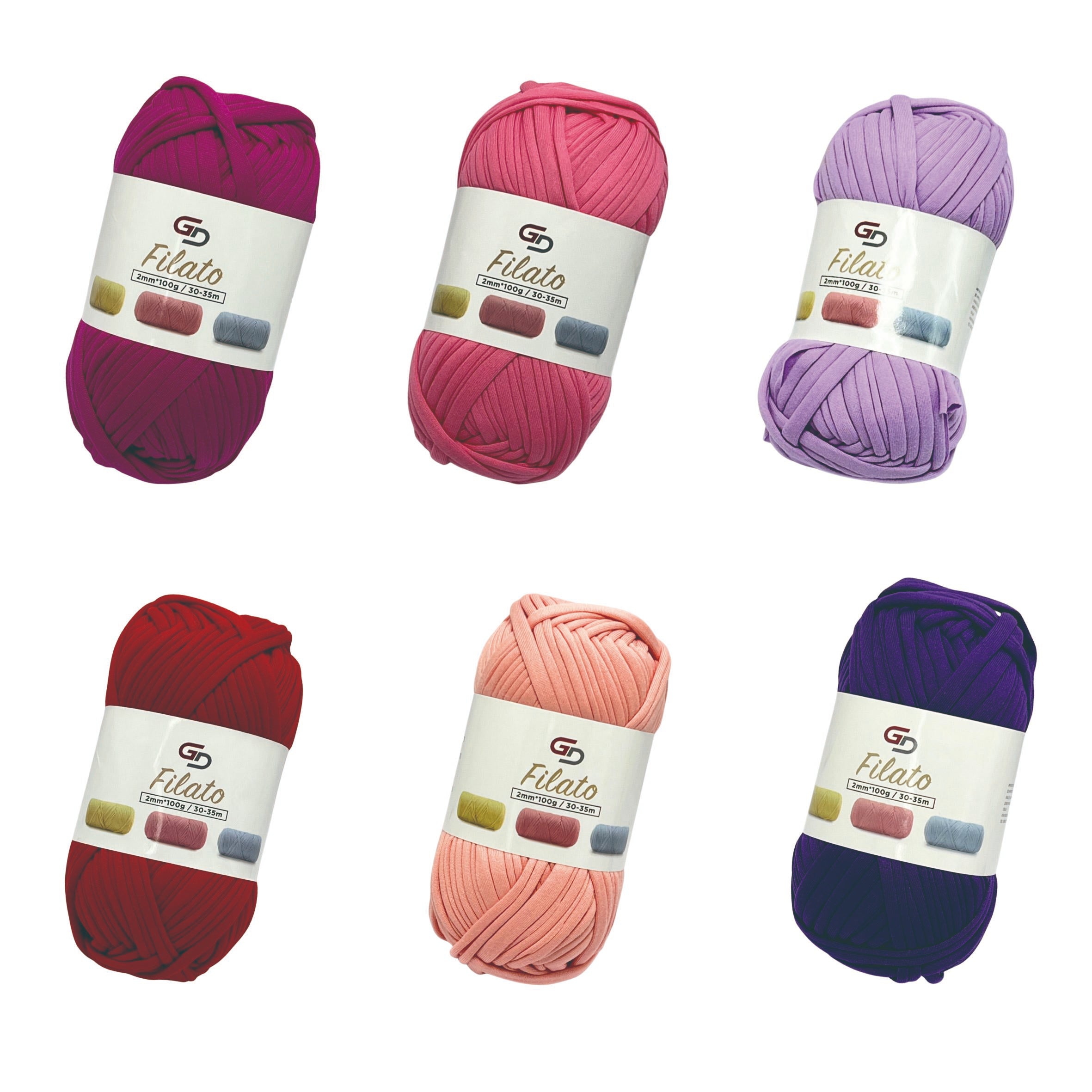 SET 3 ROTOLI DI FILATO 2MM * 100G, 30-35M, 19 COLORI DISPONIBILI