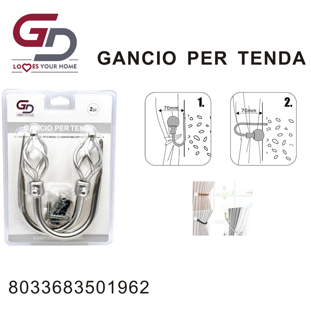 GD LOVES YOUR HOME Set 2 Ganci Decorativi per Tende - Ganci Metallici Premium per Tende, Doccia e Drappeggi - Antiruggine e Resistente