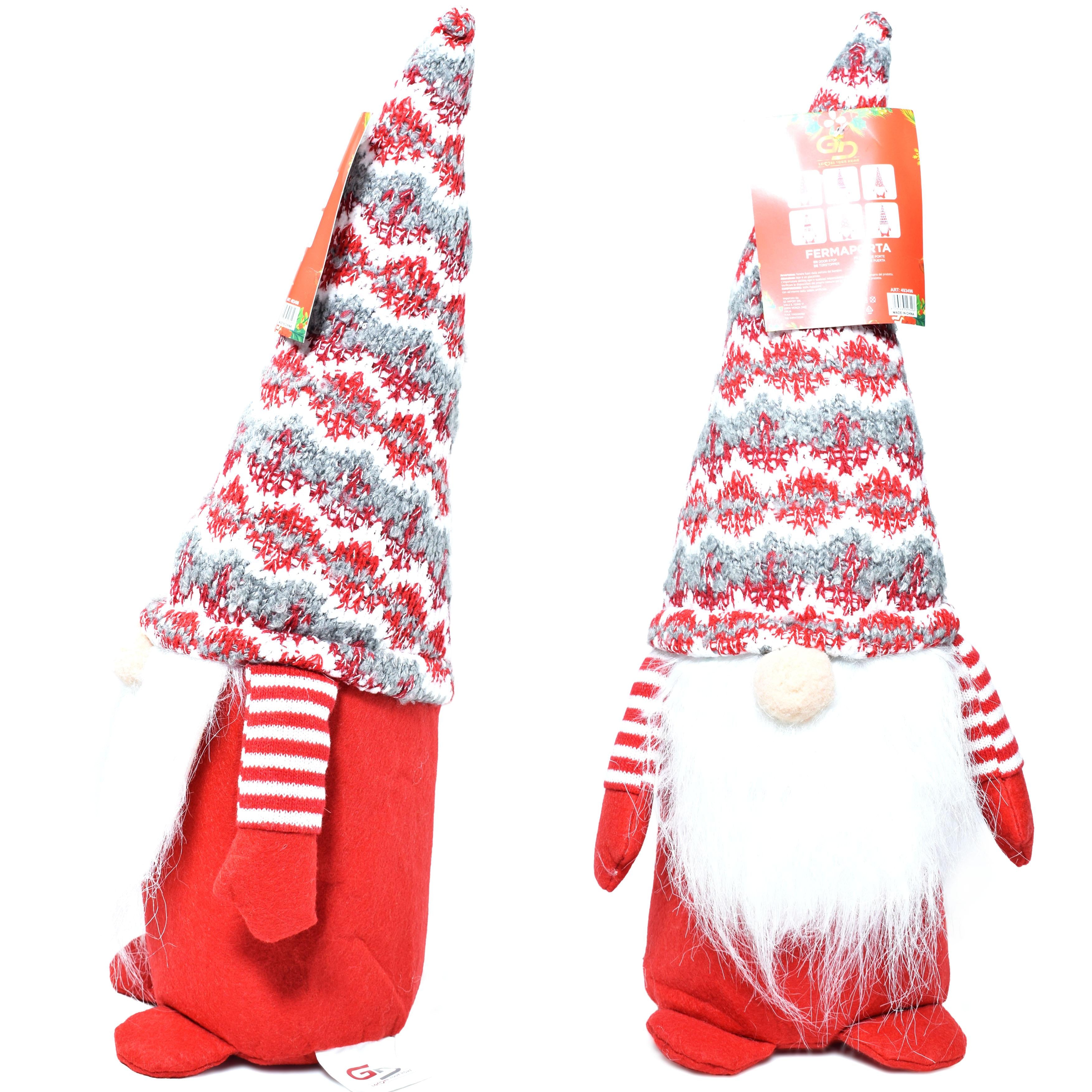 GD LOVES XMAS Gnomo Natalizio Fermaporta 32 cm Decorazione Invernale per Casa e Regalo di Natale con Cappello Invernale e Dettagli Festivi