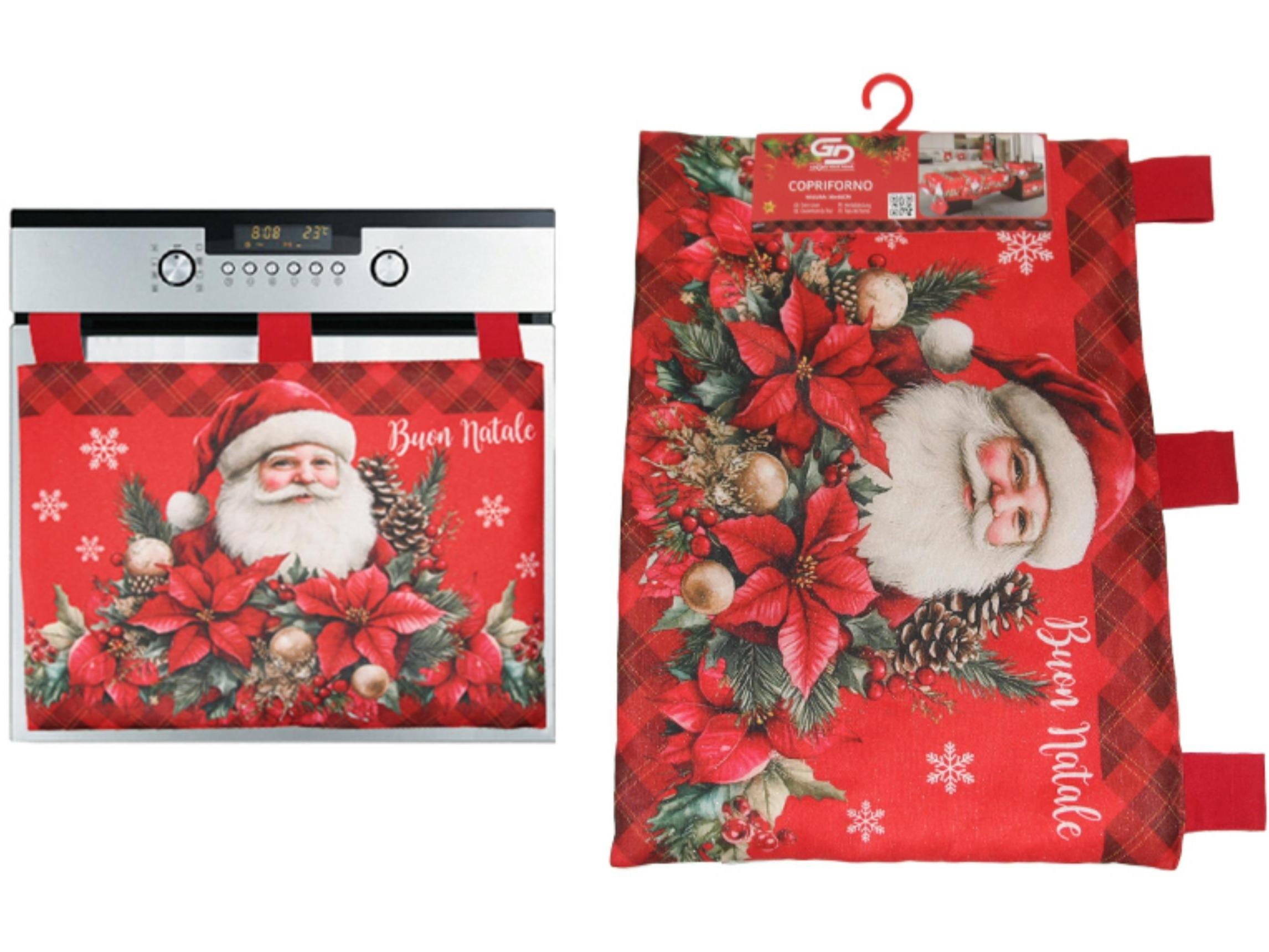 GD LOVES XMAS Copriforno Natalizio 38×48 cm  Copertura Decorativa per Forno – Tessuto Resistente Lavabile, Protezione Antipolvere e Arredo Cucina Festivo