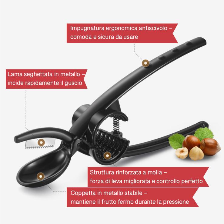 GD LA CUISINE Schiaccianoci e Apricastagne Professionale 2 in 1 in Lega di Zinco | Per Noci, Castagne e Crostacei | Lama Seghettata e Impugnatura Antiscivolo