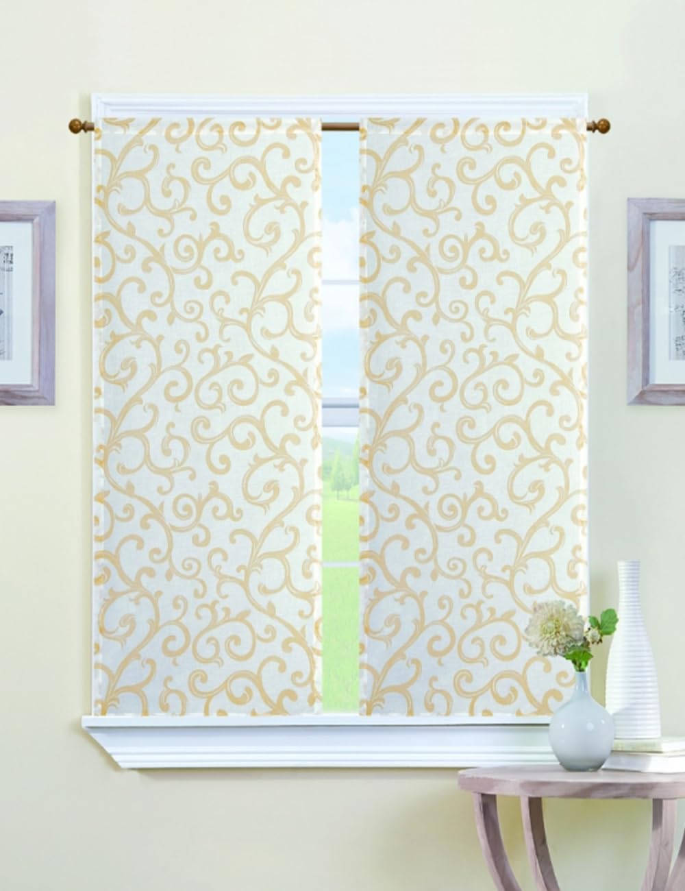 GD Tende con stampa effetto lino, 60x240 cm, 120GSM, con orli laterali da 2,5 cm e orlo inferiore da 1 cm, confezione da 2 pezzi