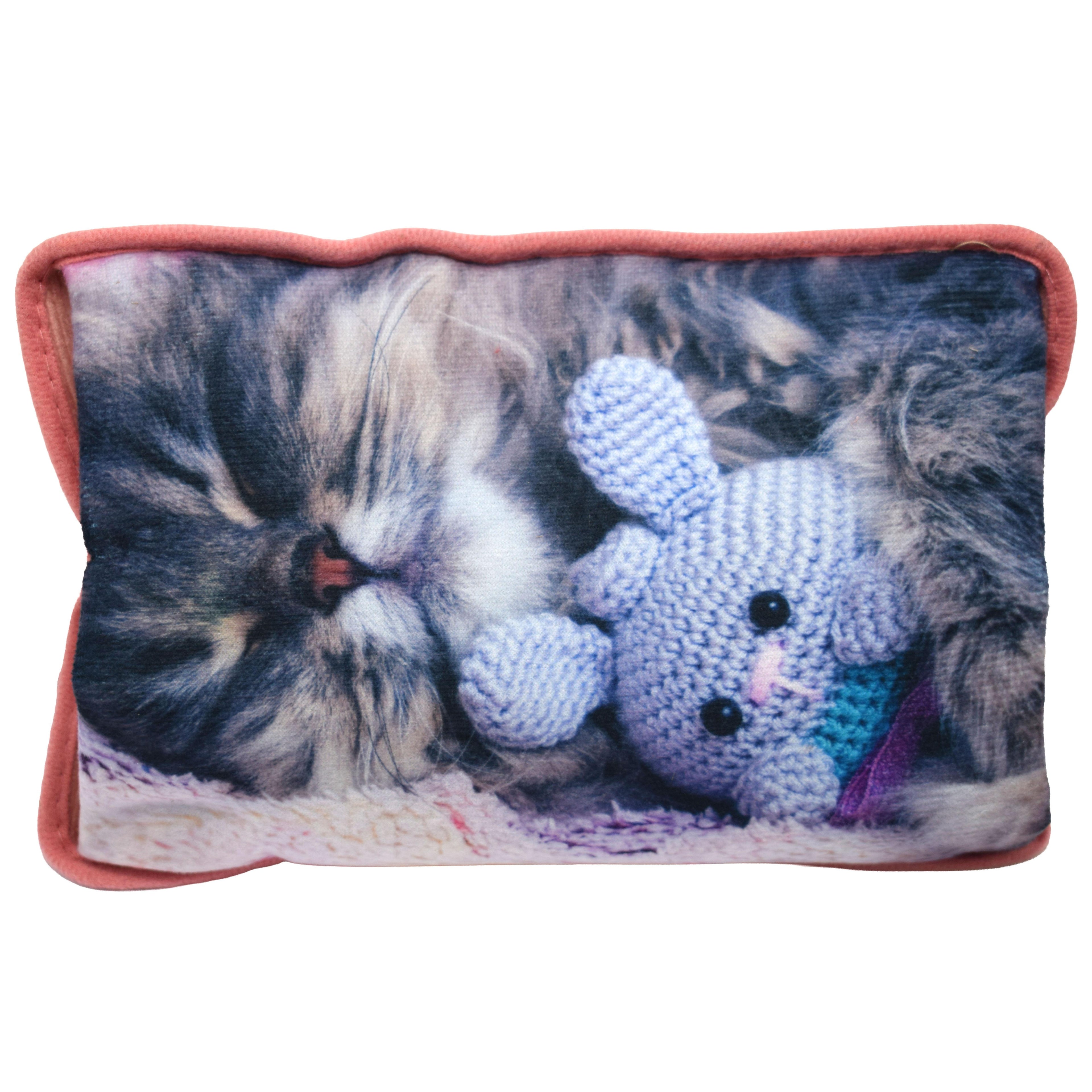 Borsa Acqua Calda Elettrica “Tranquillità & Tenerezza” – Scaldino Morbido Ricaricabile con Stampa Gattino o Rose Romantiche, Ideale per Mani, Piedi, Relax e Regali Coccolosi