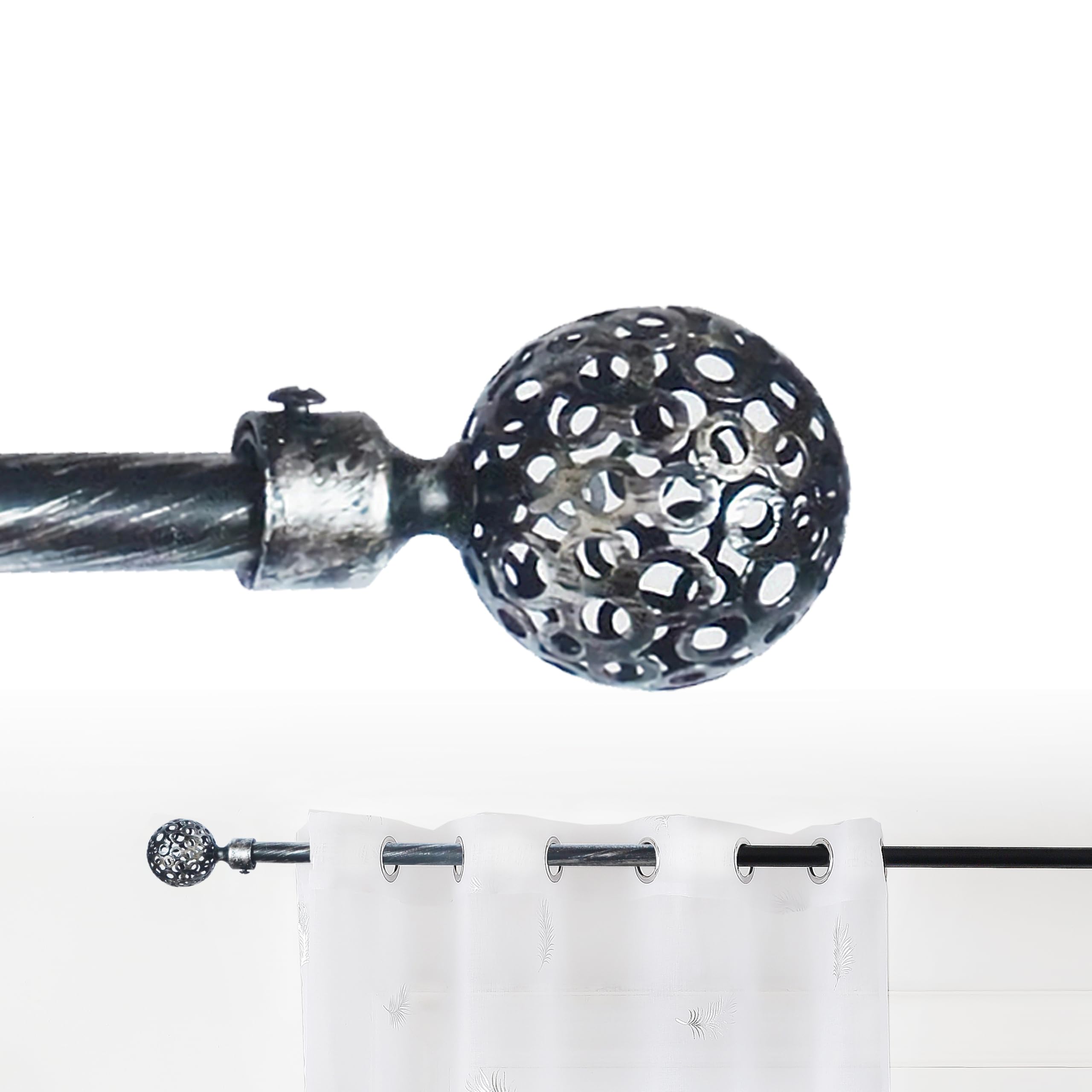 GD LOVES YOUR HOME Bastone per Tenda Estensibile in Metallo con Terminale a Sfera Traforata – Regolabile 70–120 / 120–210 / 160–310 cm (staffe e viti incluse) Design Raffinato e Funzionale per Finestre di Diverse Dimensioni