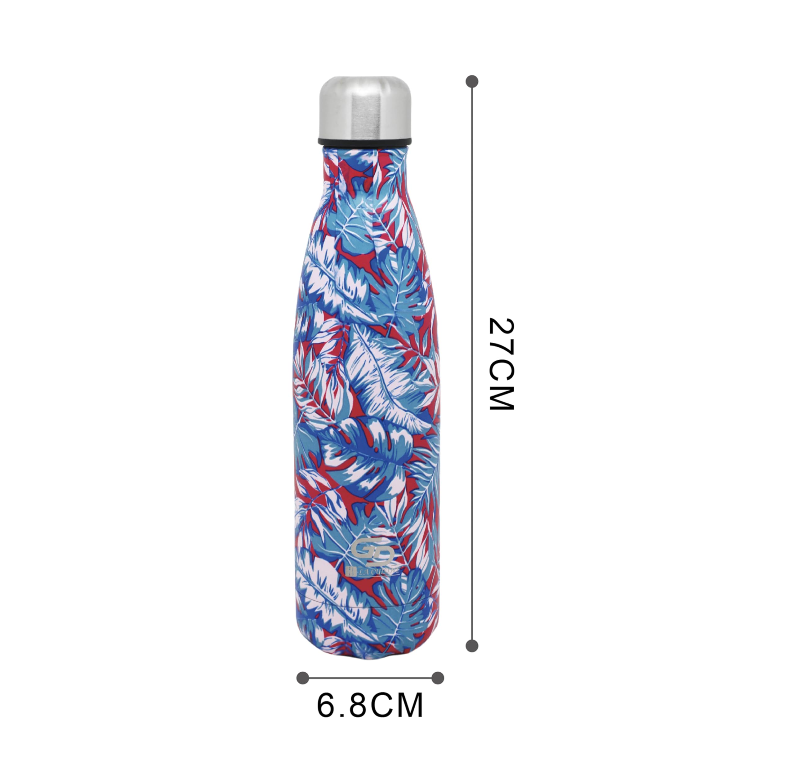 GD LOVES YOUR HOME Borraccia Termica 500 ml in Acciaio Inox 304 – Doppia Parete (caldo 8h / freddo 24h), tappo ermetico, riutilizzabile senza BPA – Fantasie Tropical