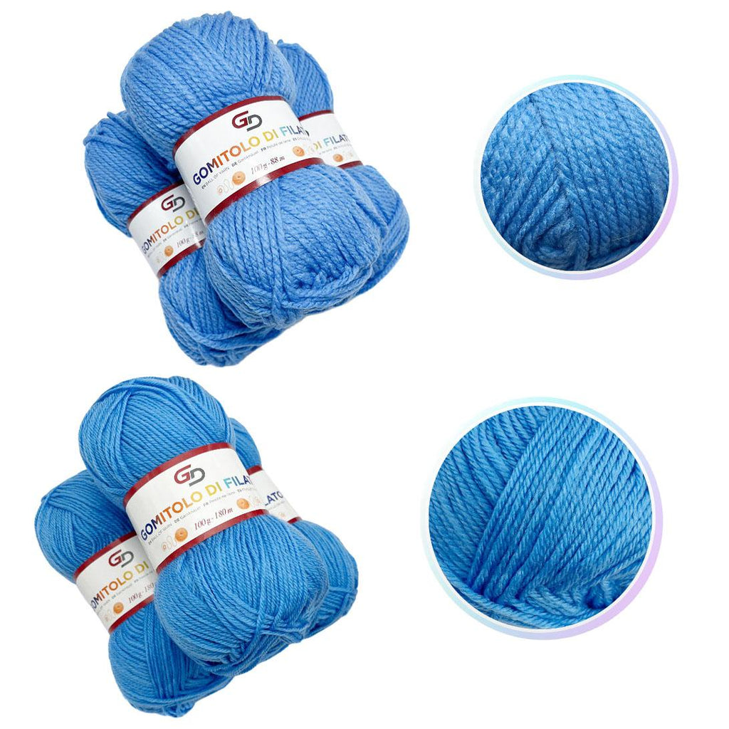 GD LOVES YOUR HOME Set 3 Gomitoli Filato Acrilico a 4 Capi Toni Freschi | Sottile 180m o Grosso 83m, Morbido e Resistente per Maglia e Uncinetto
