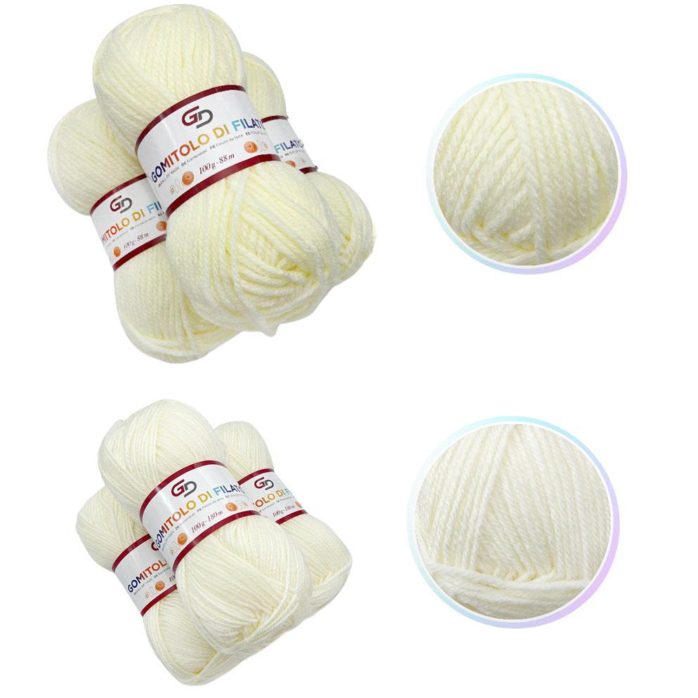 GD LOVES YOUR HOME Set 3 Gomitoli Filato Acrilico a 4 Capi Toni Neutri | Sottile 180m o Grosso 83m, Morbido e Resistente per Maglia e Uncinetto