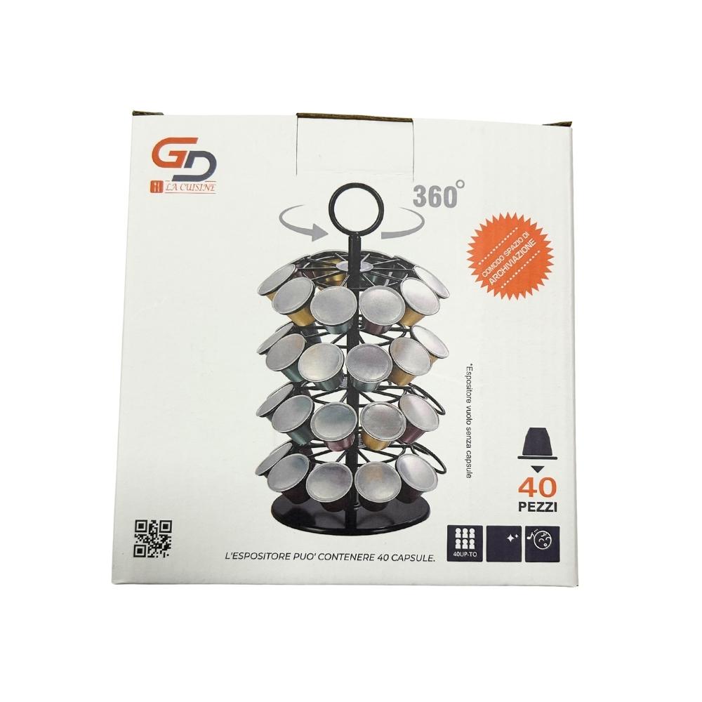 Portacapsule Girevole di Caffè in Ferro per Capsule Grandi e Piccole Capacità 36-40 Capsule Design Girevole e Robusto