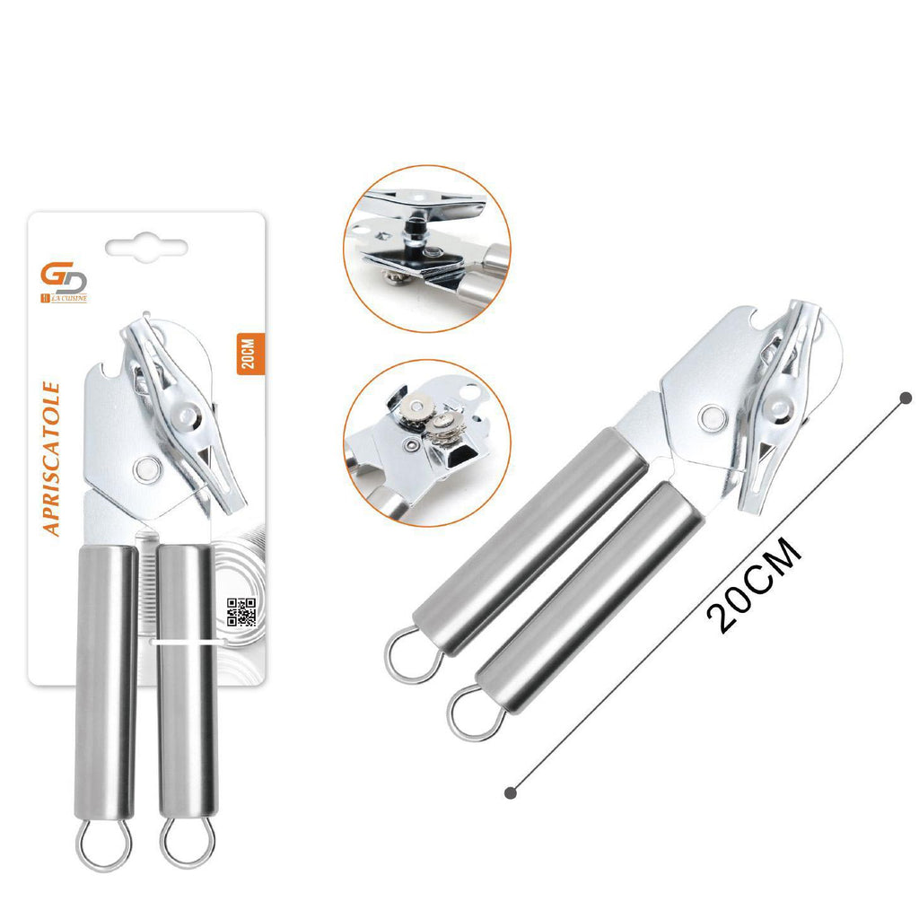 GD LA CUISINE Apriscatole Manuale 3-in-1 in Acciaio Inossidabile 20 cm – Taglio Preciso, Facile da Usare, Anti-Ruggine