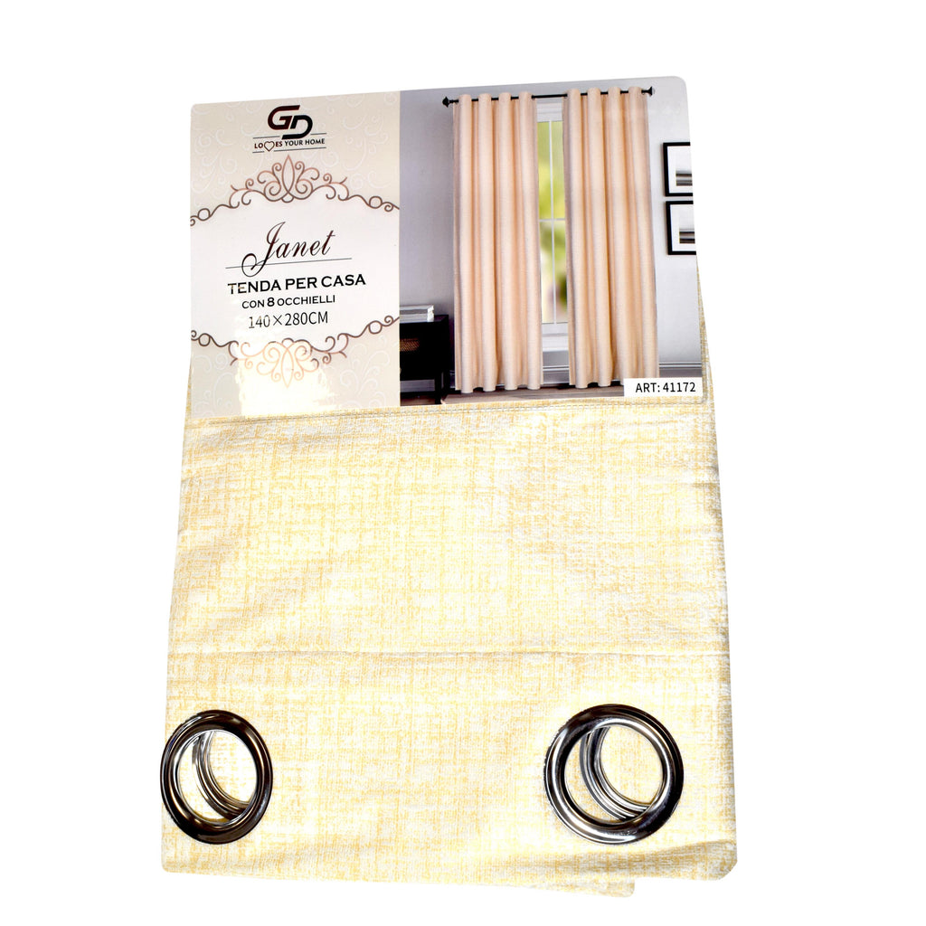 GD LOVES YOUR HOME – Tenda filtrante oscurante JANET in Velluto Pesante con Stampa Oro in Rilievo, Lusso Opaco, con Occhielli in Acciaio Inox, 140x280 cm – 1 Pezzo