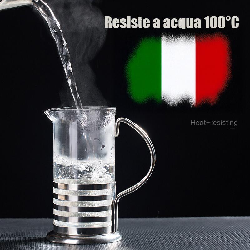 GD LOVES YOUR HOME Teiera/Caffettiera a Stantuffo/French Press in Vetro Borosilicato con Filtro Inox 304, Beccuccio Antigoccia e Manico Ergonomico, Resistente a 100°C – Per Caffè Filtro, Tè e Tisane – 350/600/800 ml