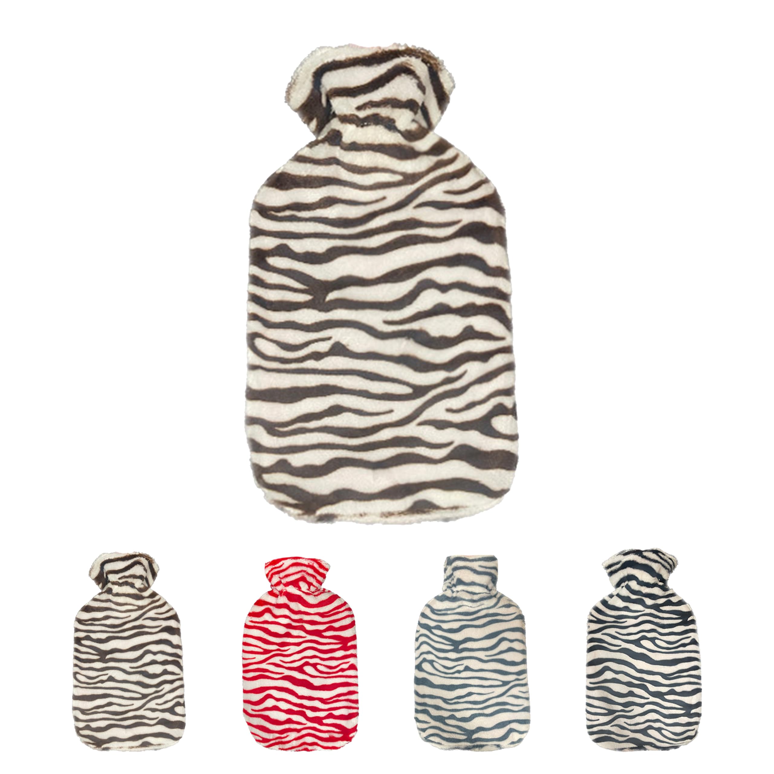 GD LOVES YOUR HOME Borsa dell'Acqua Calda in Peluche, Copertura Morbida Premium, Allevia Dolore, Disponibile in 4 Colori.stampa zebrata