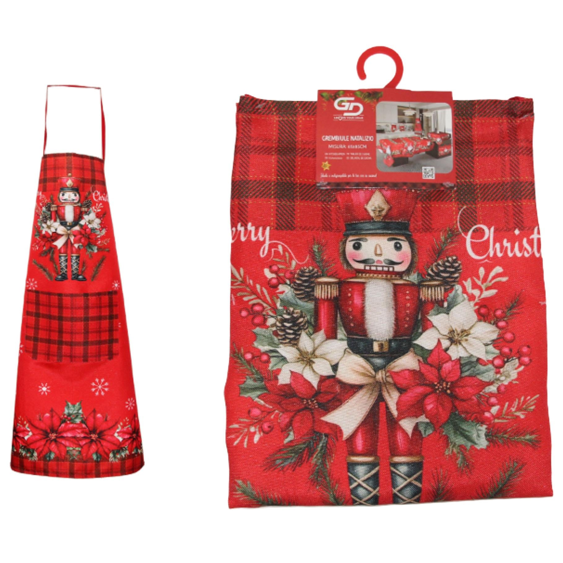 GD LOVES XMAS Grembiule Natalizio 65×85 cm  Grembiule da Cucina Antimacchia con Stampe Festive – Decorazione Casa e Idea Regalo di Natale