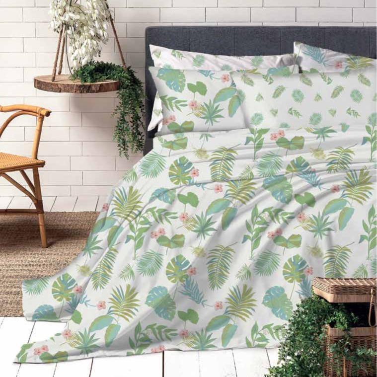 GD LOVES YOUR HOME Completo Letto Linea Fantasie Naturali – 60% Cotone Morbido e Traspirante – Lenzuolo Sopra, Lenzuolo con Angoli e Federe – Set 3 o 4 Pezzi (Singolo, Matrimoniale)