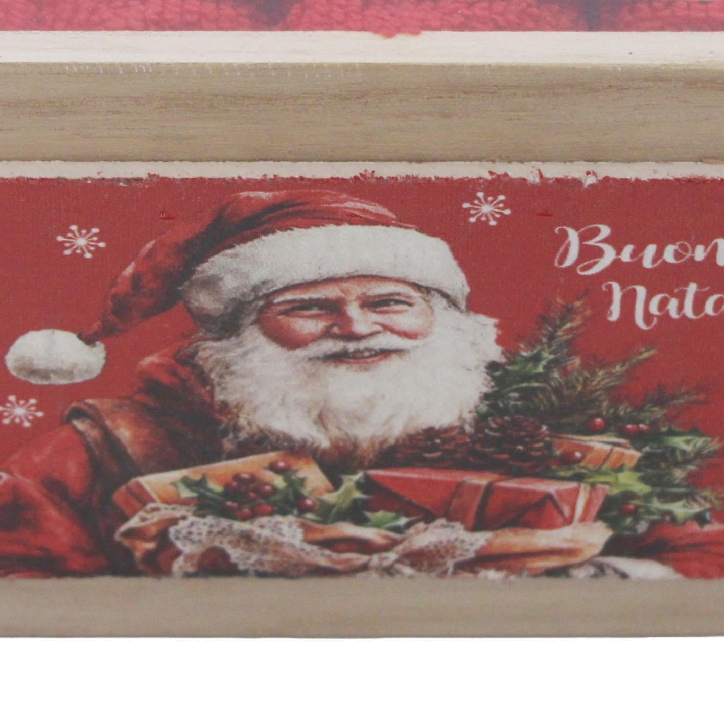 GD LOVES XMAS Scatola Regalo Natalizia in Legno con 4 Tovagliette Rossa 30x30 cm Design Elegante e Festivo 14.5x10.5x8 cm