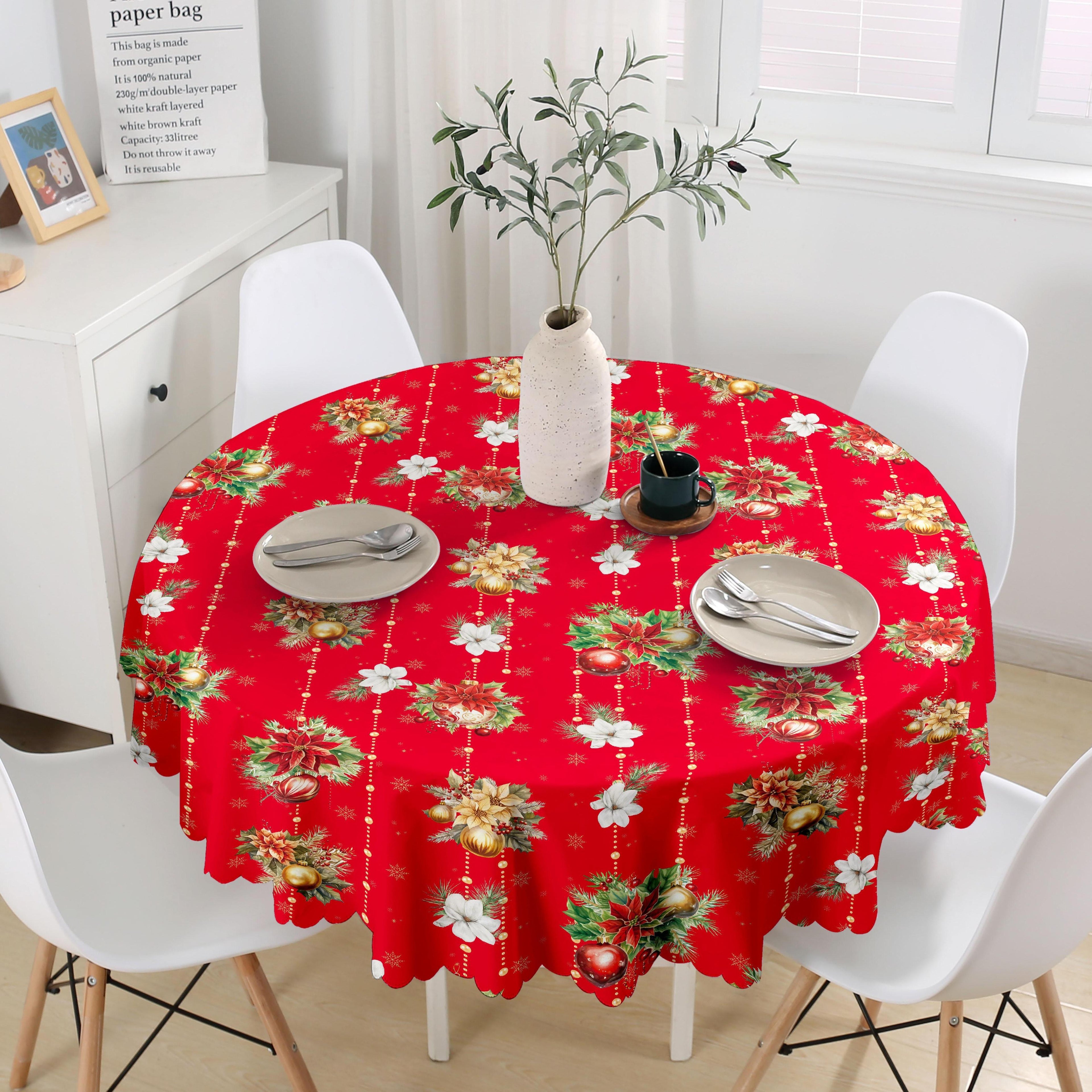 GD LOVES XMAS Tovaglia Natalizia Rotonda Ø140 cm in PVC Premium Antimacchia | Impermeabile, Facile da Pulire, Decorazione Casa Natalizia