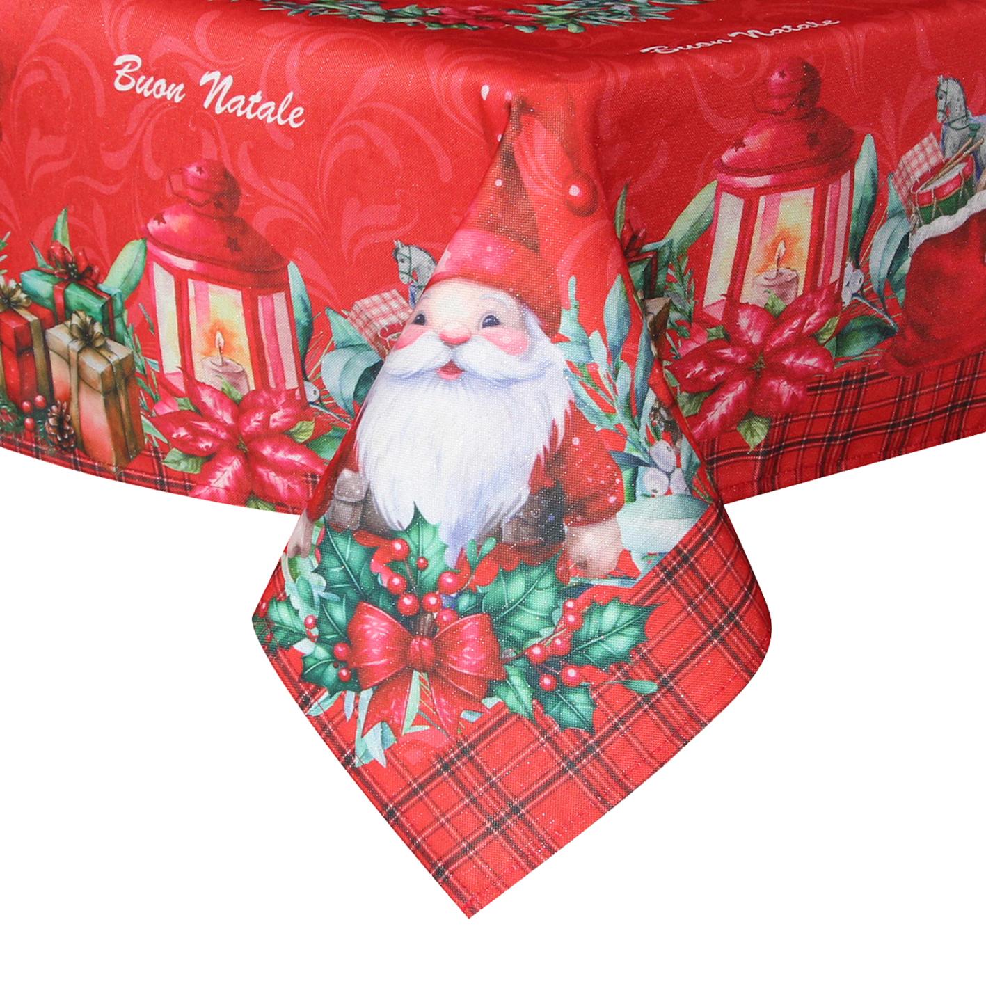 GD LOVES XMAS Tovaglia Natalizia 140×240 cm Decorazione Tavola Festiva in Stile Elegante con Dettagli Oro e Argento