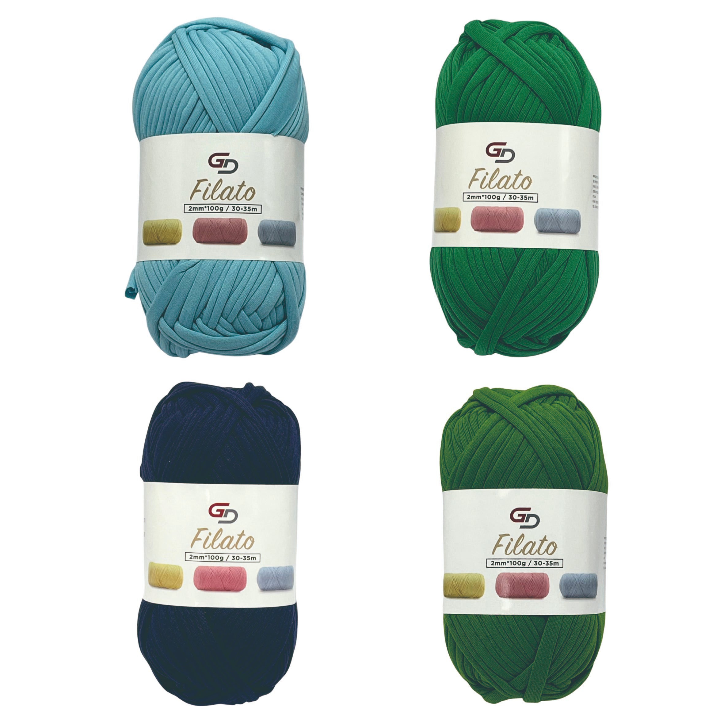 SET 3 ROTOLI DI FILATO 2MM * 100G, 30-35M, 19 COLORI DISPONIBILI