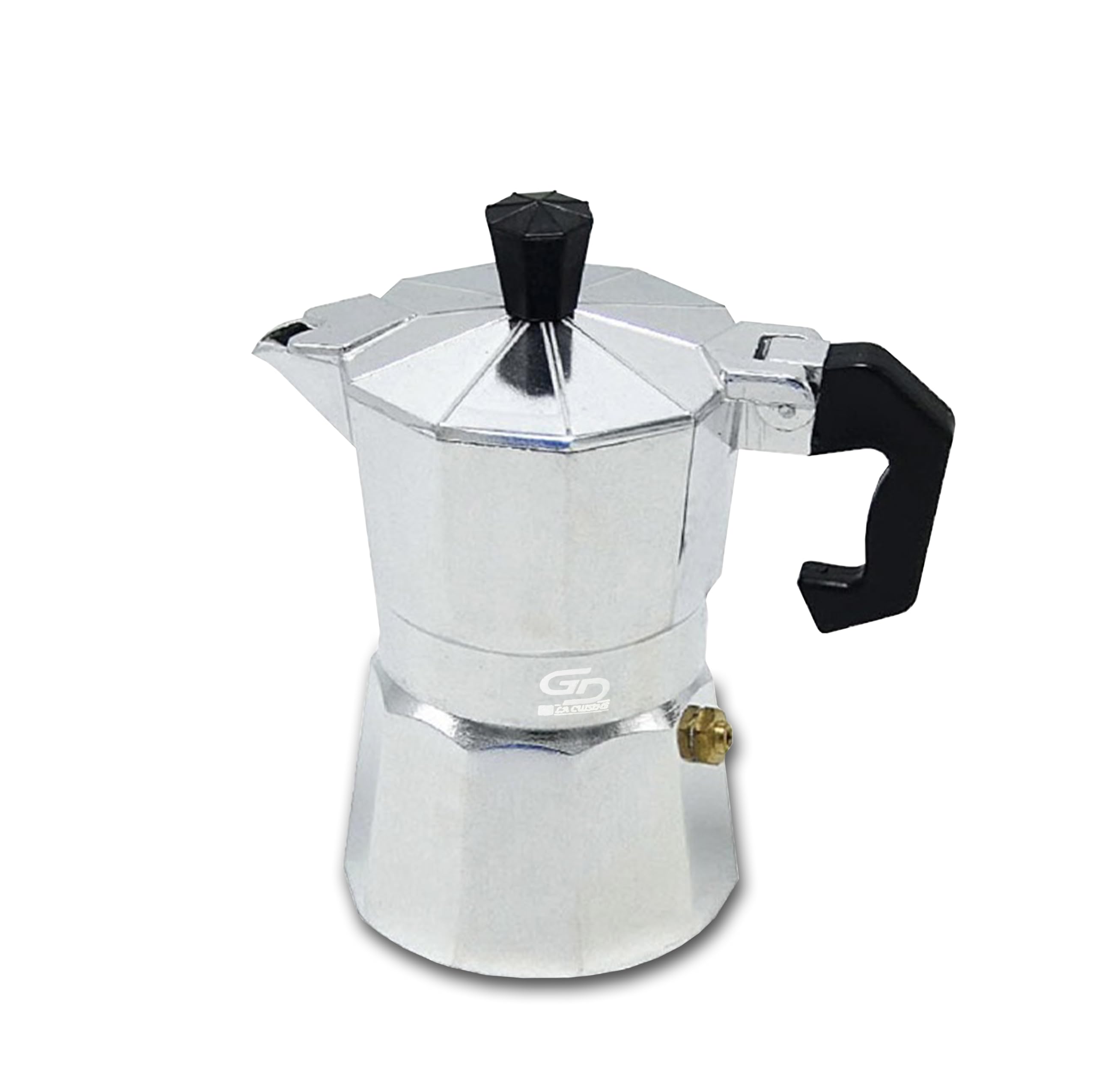 GD LOVES YOUR HOME Caffettiera Moka in alluminio 1–6 tazze | valvola di sicurezza, manico antiscottatura | per fornelli gas/elettrico/vetroceramica (no induzione) – 5 colori