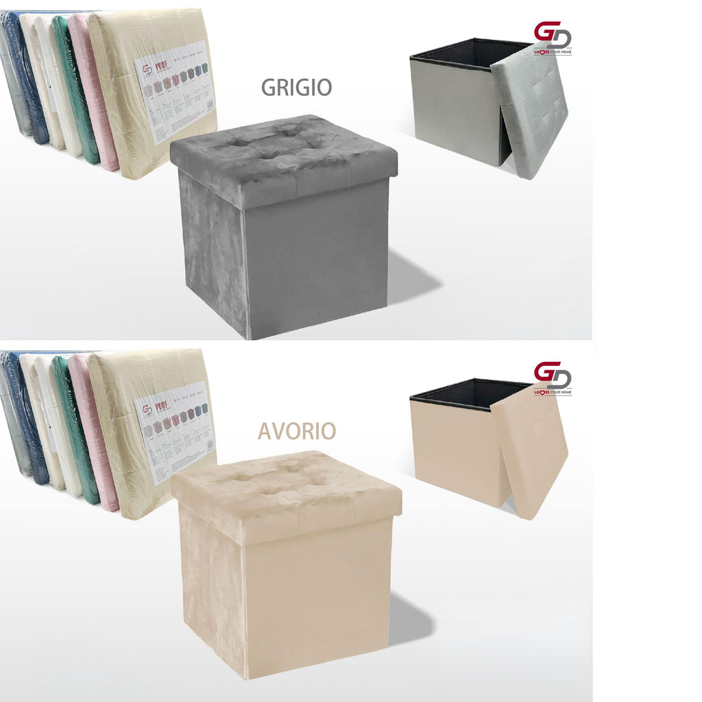 GD LOVES YOUR HOME Pouf Contenitore Pieghevole 76×38×38 cm / 38×38×38 cm, Seduta Imbottita, Sgabello Portaoggetti Salvaspazio Velluto – Panca Organizer per Camera, Soggiorno, Ingresso