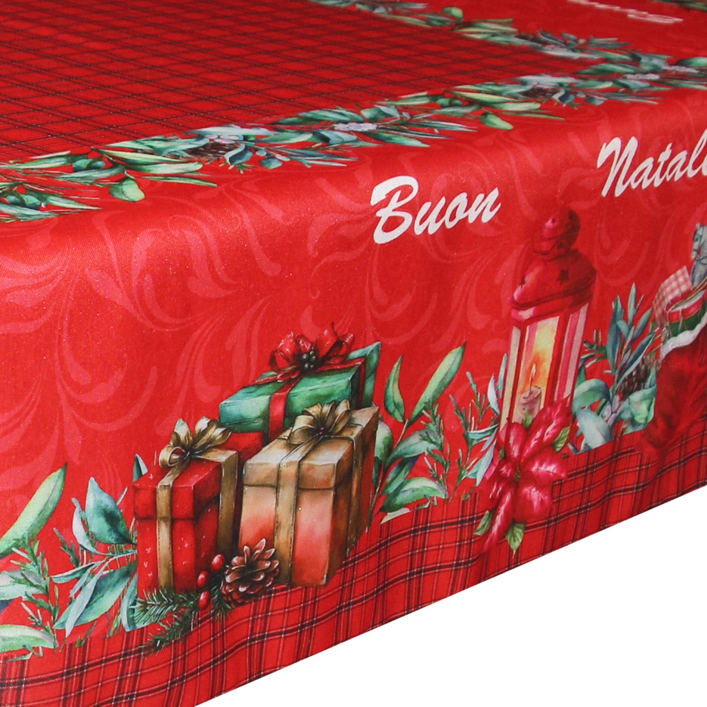 GD LOVES XMAS Tovaglia Natalizia 140X180CM Decorazione Tavola Festiva in Stile Elegante con Dettagli Oro e Argento