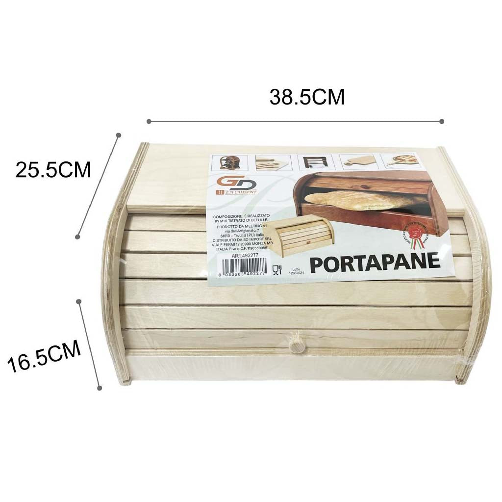 Portapane in Legno con Serrandina Salvaspazio – Contenitore Pane da Cucina Naturale