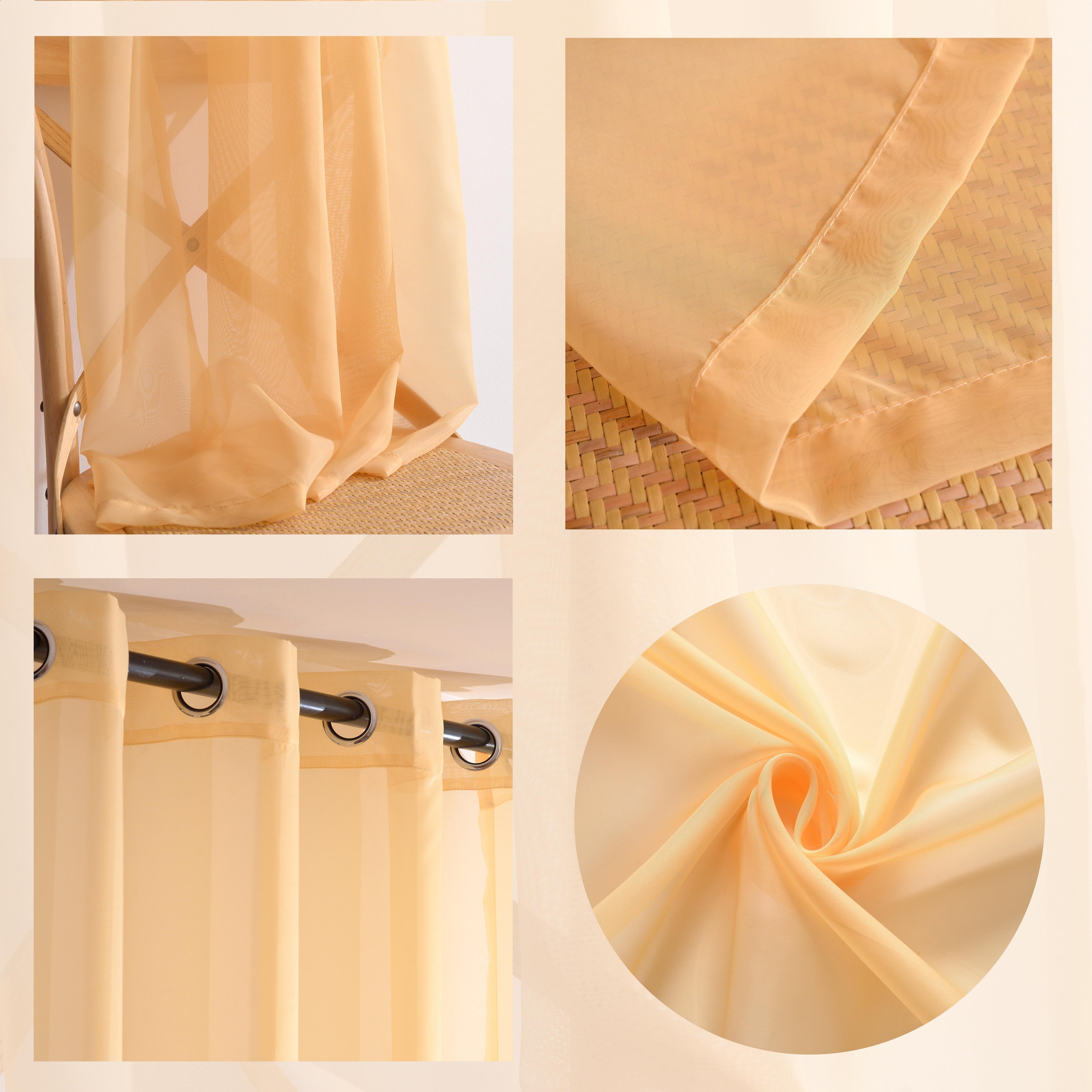 Tenda Velata LALIE, Semi-Trasparente in Tessuto Poliestere, con Anelli Rinforzati, 140x280 cm – 1 Pezzo – Perfetta per Soggiorno e Camera da Letto