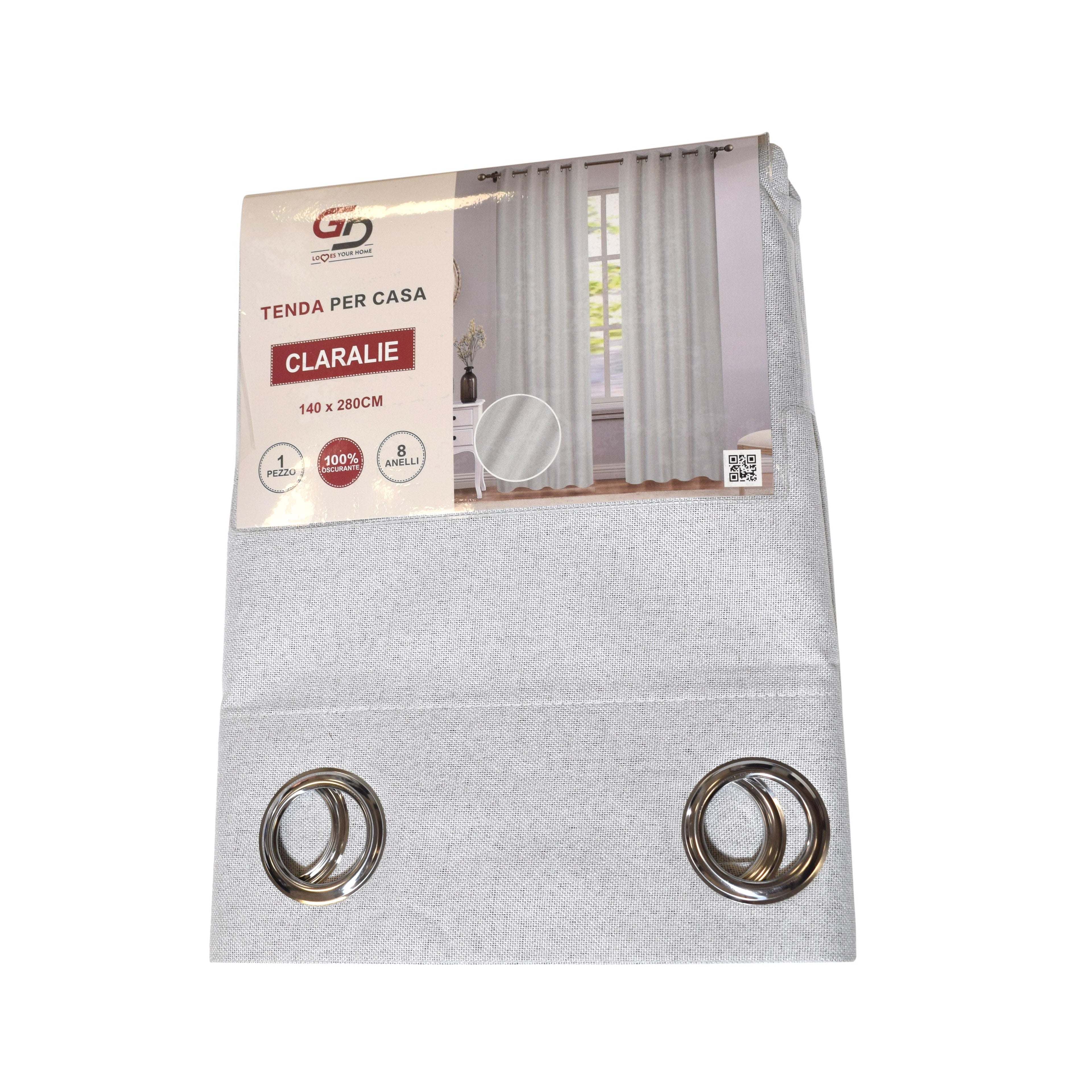 GD LOVES YOUR HOME Tenda Oscurante CLARALIE, Tessuto Effetto Lino a Doppio Strato, 140x280 cm, con Anelli in Acciaio Inox – Ideale per Soggiorno, Camera da Letto e Studio - 1 Pezzo