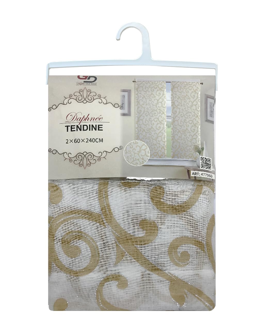 GD Tende con stampa effetto lino, 60x240 cm, 120GSM, con orli laterali da 2,5 cm e orlo inferiore da 1 cm, confezione da 2 pezzi