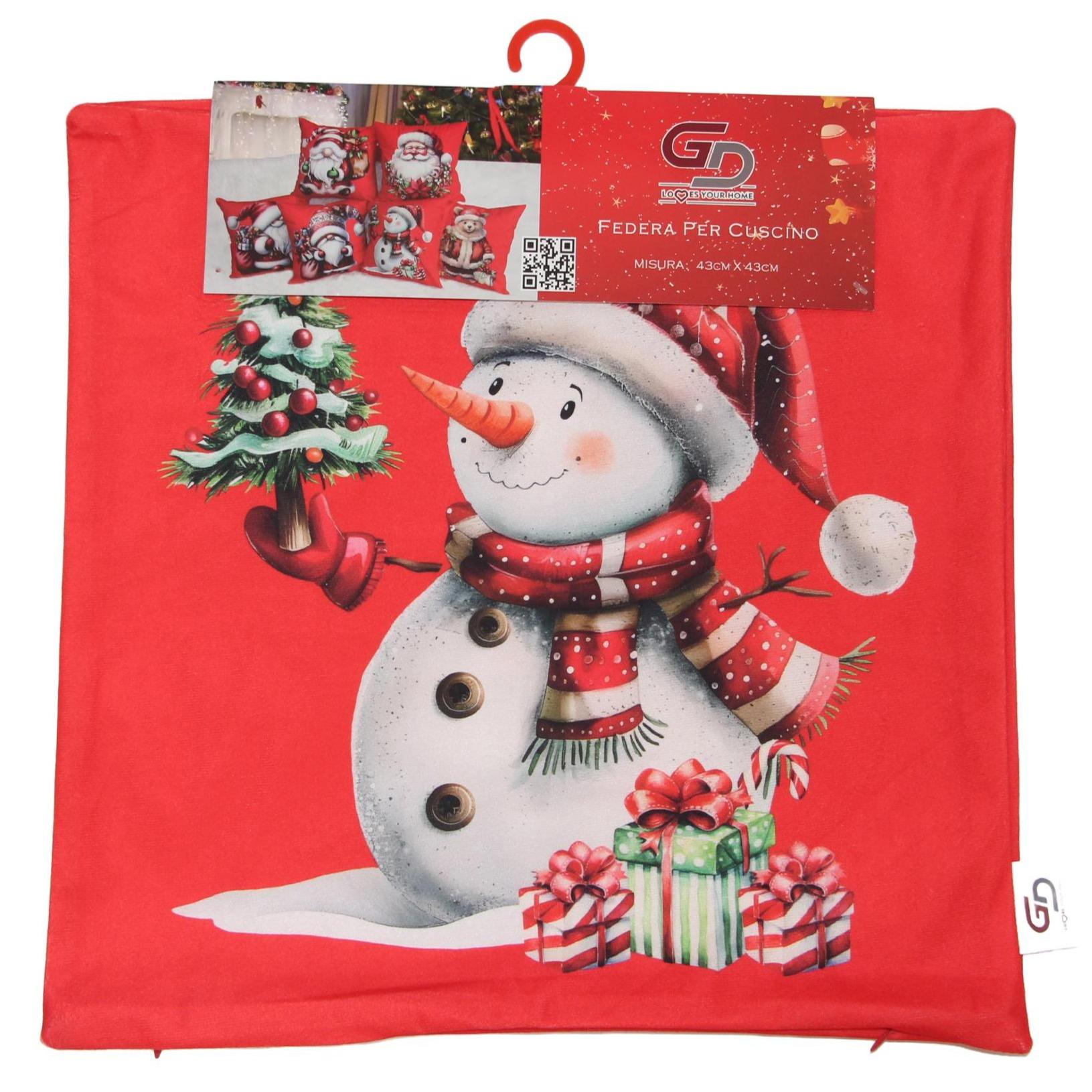 GD LOVES XMAS Set 2 Copricuscino Natalizio 3D 43×43 cm Federe Morbide per Divano o Letto 12 Fantasie Natalizie con Babbo Natale e Regali