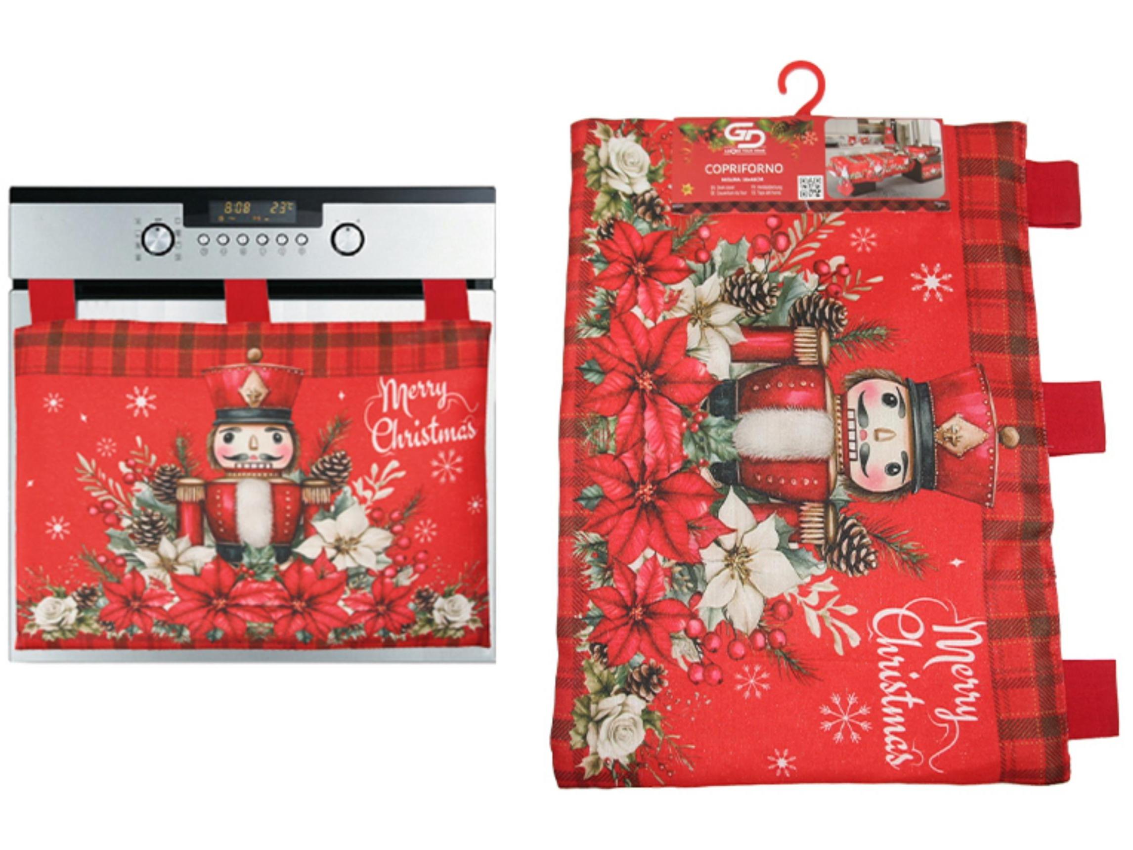 GD LOVES XMAS Copriforno Natalizio 38×48 cm  Copertura Decorativa per Forno – Tessuto Resistente Lavabile, Protezione Antipolvere e Arredo Cucina Festivo