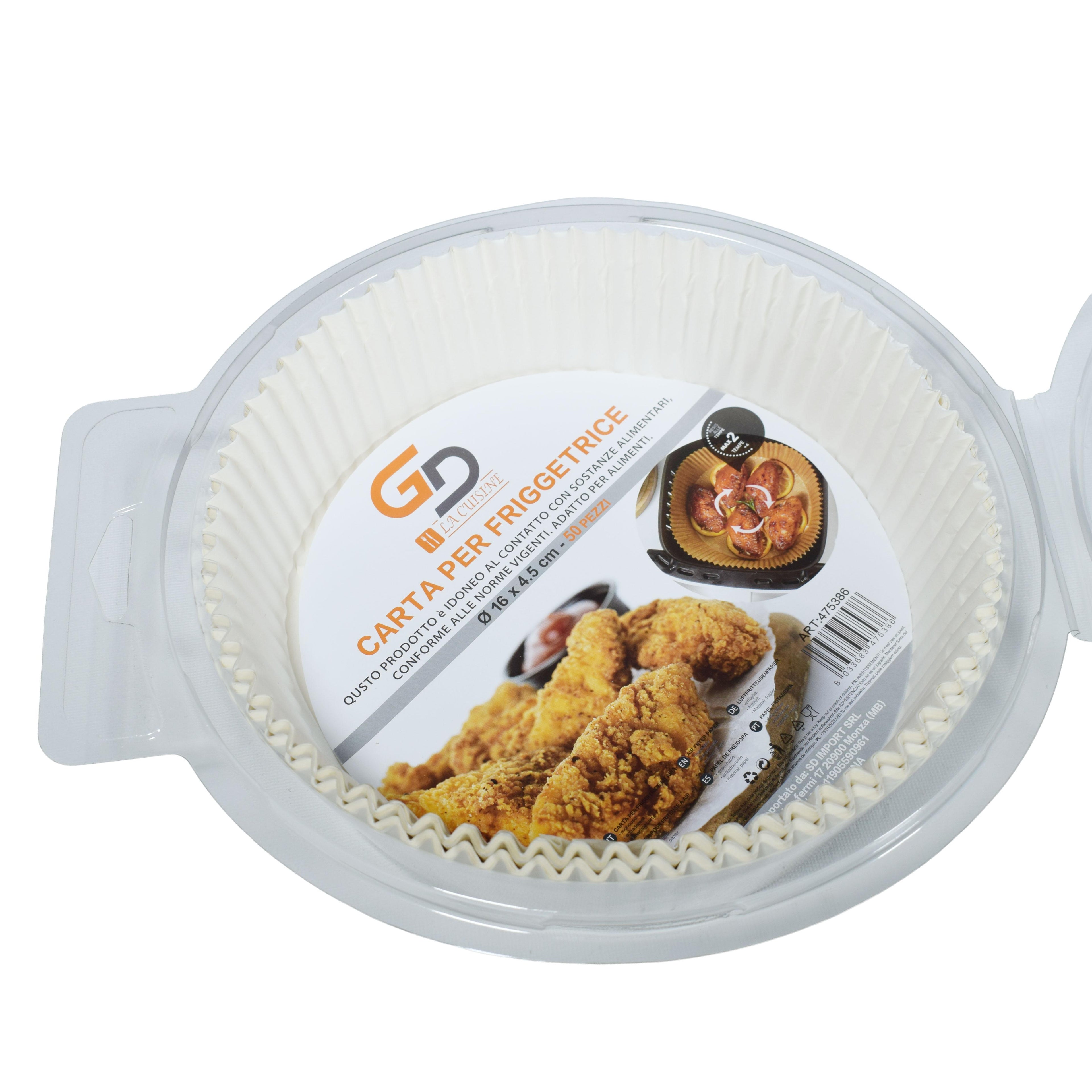 Teglie in Carta Monouso per Friggitrice ad Aria GD LA CUISINE 50 Pezzi  Ronde 16–20cm e Quadrate 16cm | Carta Oleata Antiaderente, Impermeabile e Resistente alle Alte Temperature | Ideali per Airfryer e Forno