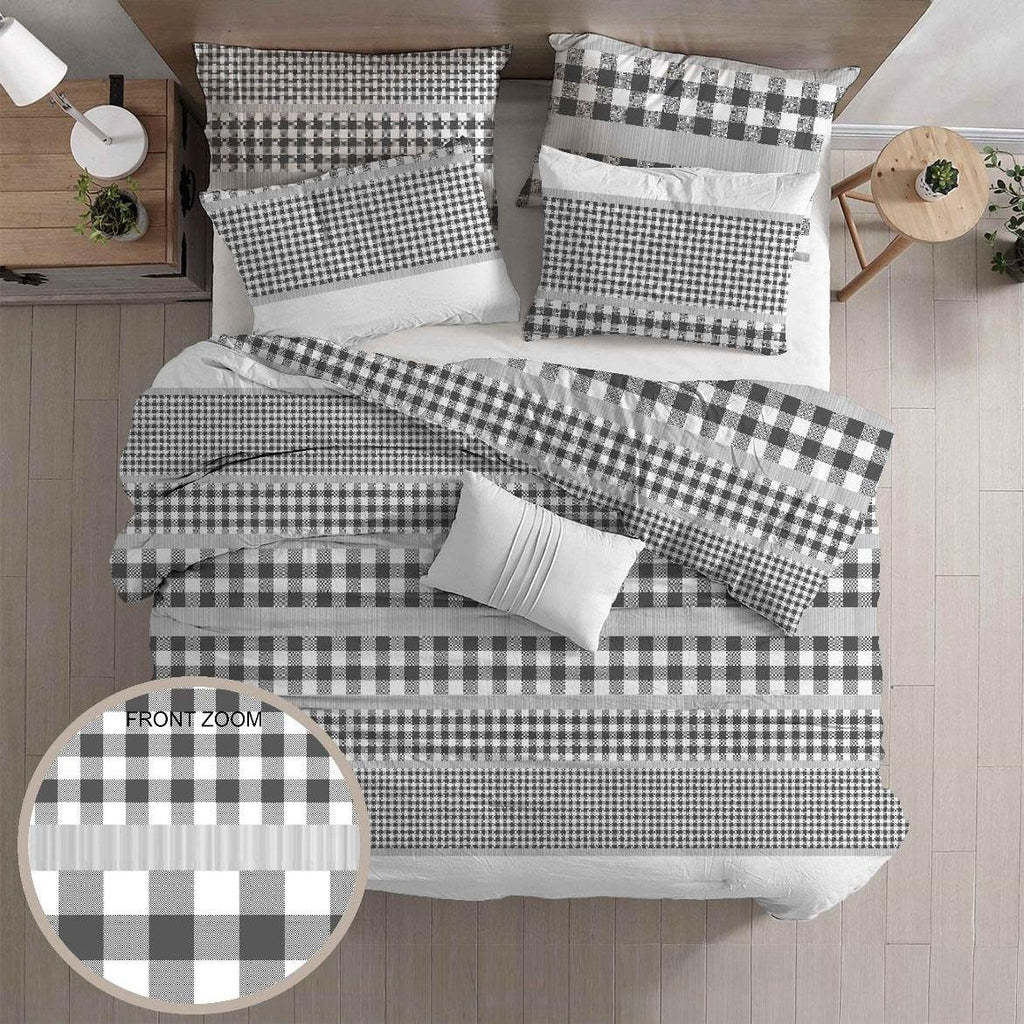 GD LOVES YOUR HOME Linea Parure Copripiumino – Fantasie Geometriche Nordic Chic – 4 Varianti (Righe, Quadri, Scacchi, Frecce) – Set 2 o 3 Pezzi con Federe – 3 Misure (Singolo, Piazza e Mezza, Matrimoniale)