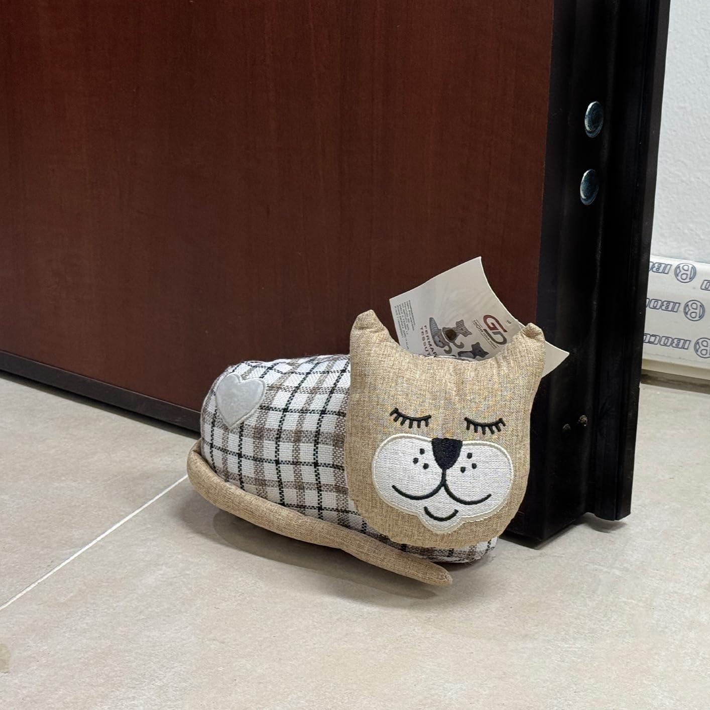 GD LOVES YOUR HOME Fermaporta a Gatto Pesante – 4 Modelli (seduto/coricato) in tessuto zavorrato, fondo soft anti-graffio – fermaporta decorativo per interni