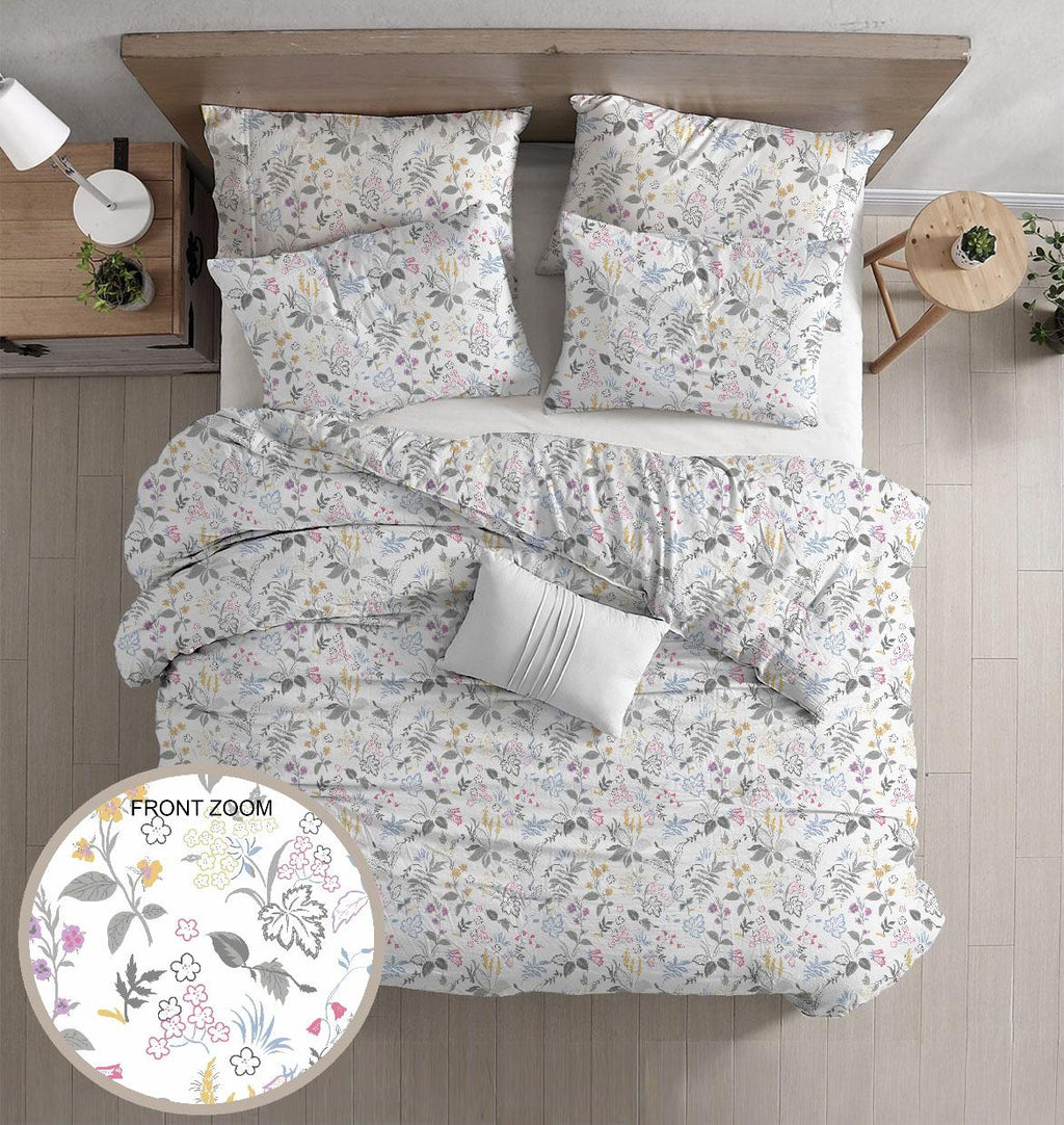 GD LOVES YOUR HOME Linea Parure Copripiumino – Fantasie Inchiostro di Primavera & Sogno di Giardino – Set 2 o 3 Pezzi con Federe – 3 Misure (Singolo, Piazza e Mezza, Matrimoniale) – Morbido, Traspirante e Facile da Lavare